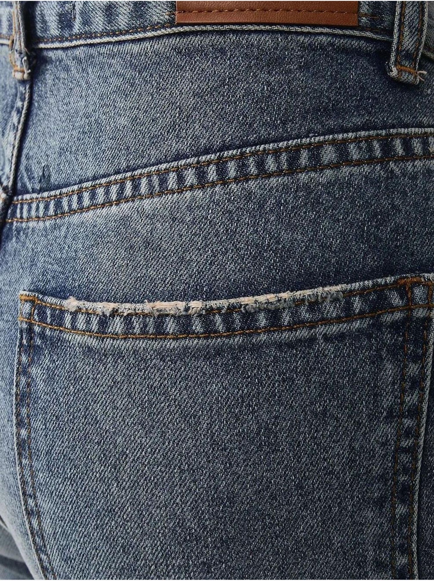 Jean en denim à jambe droite - Bleu