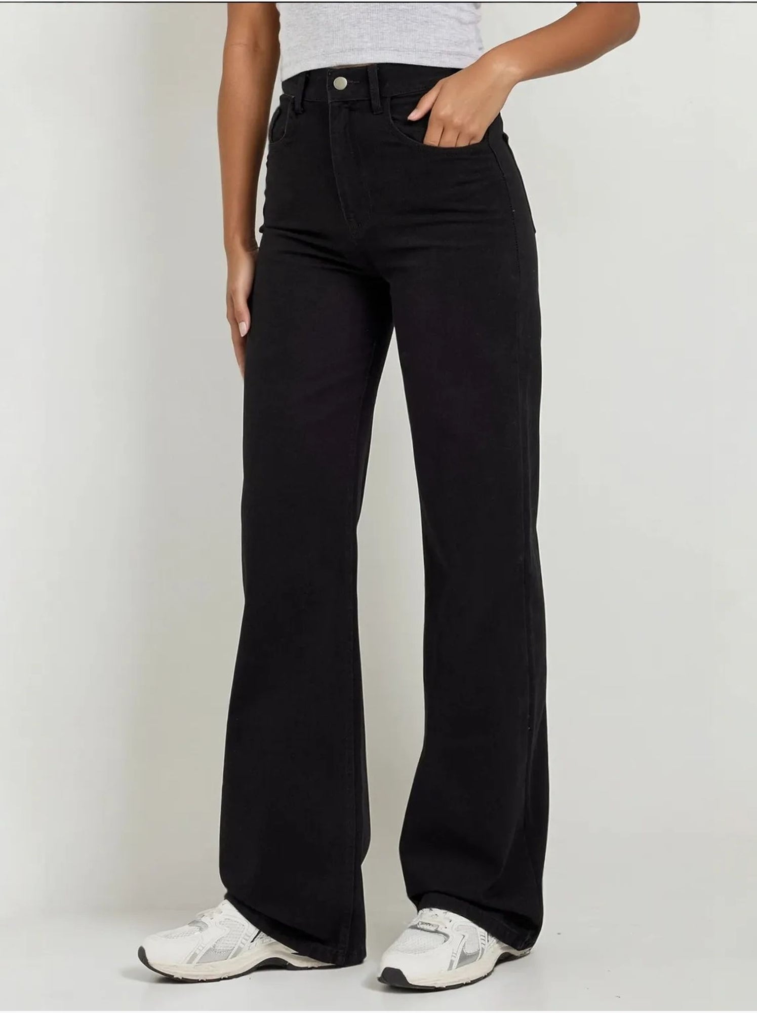 Jean en denim à jambe droite - Noir