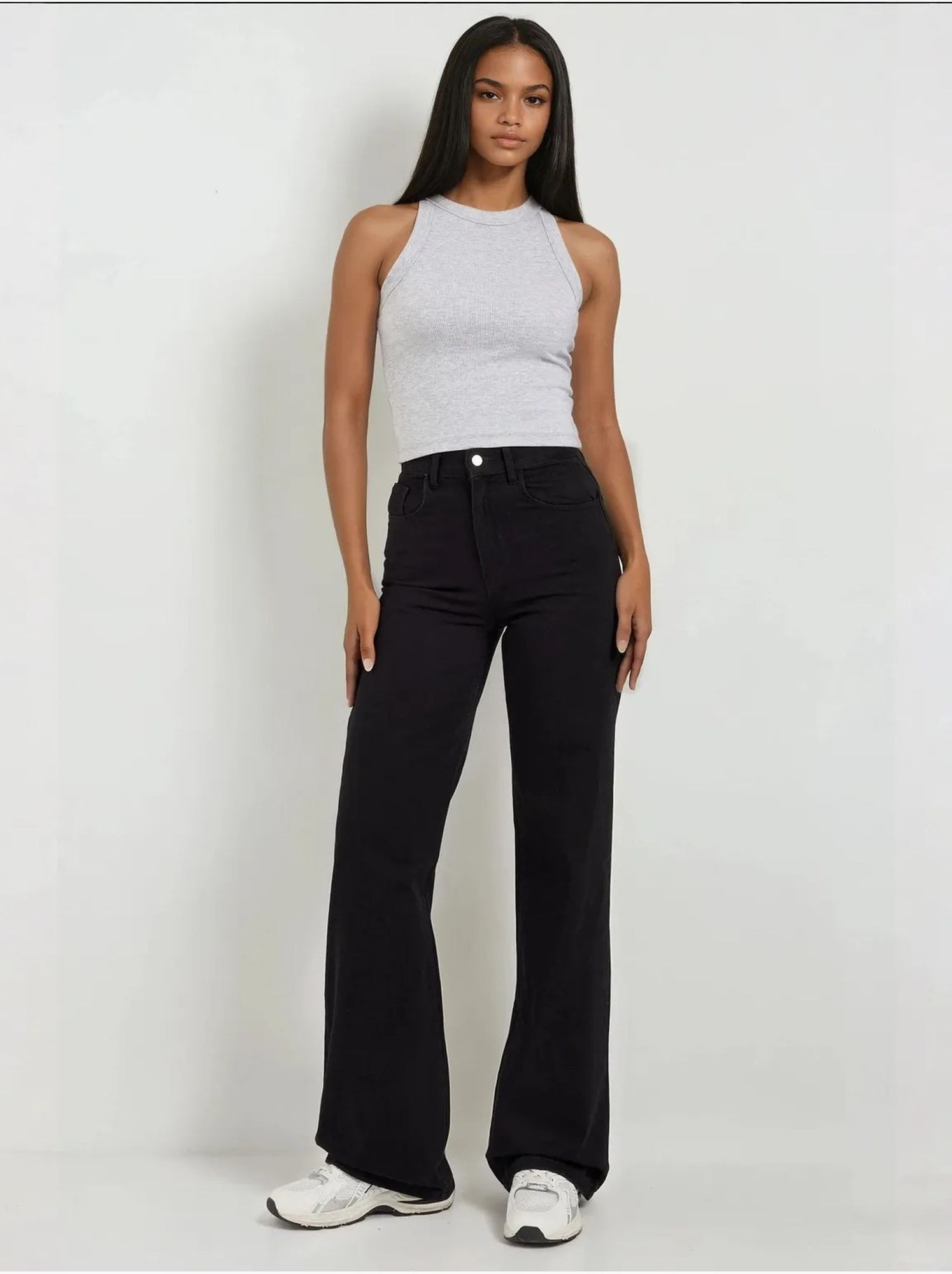 Jean en denim à jambe droite - Noir