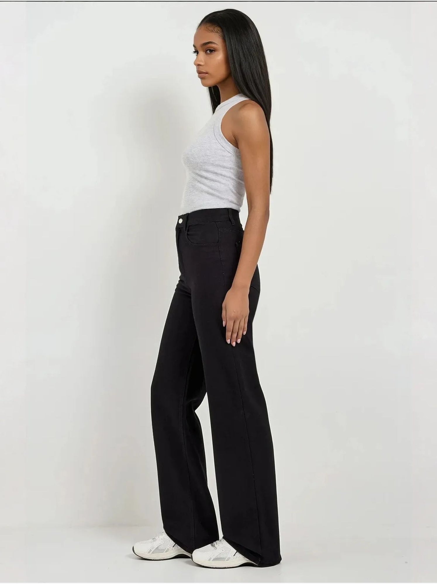 Jean en denim à jambe droite - Noir