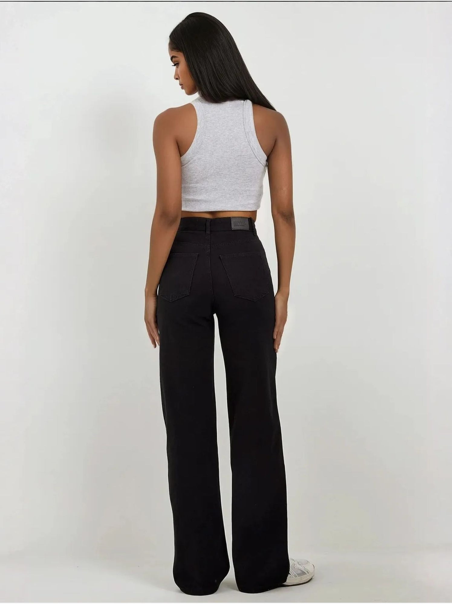 Jean en denim à jambe droite - Noir