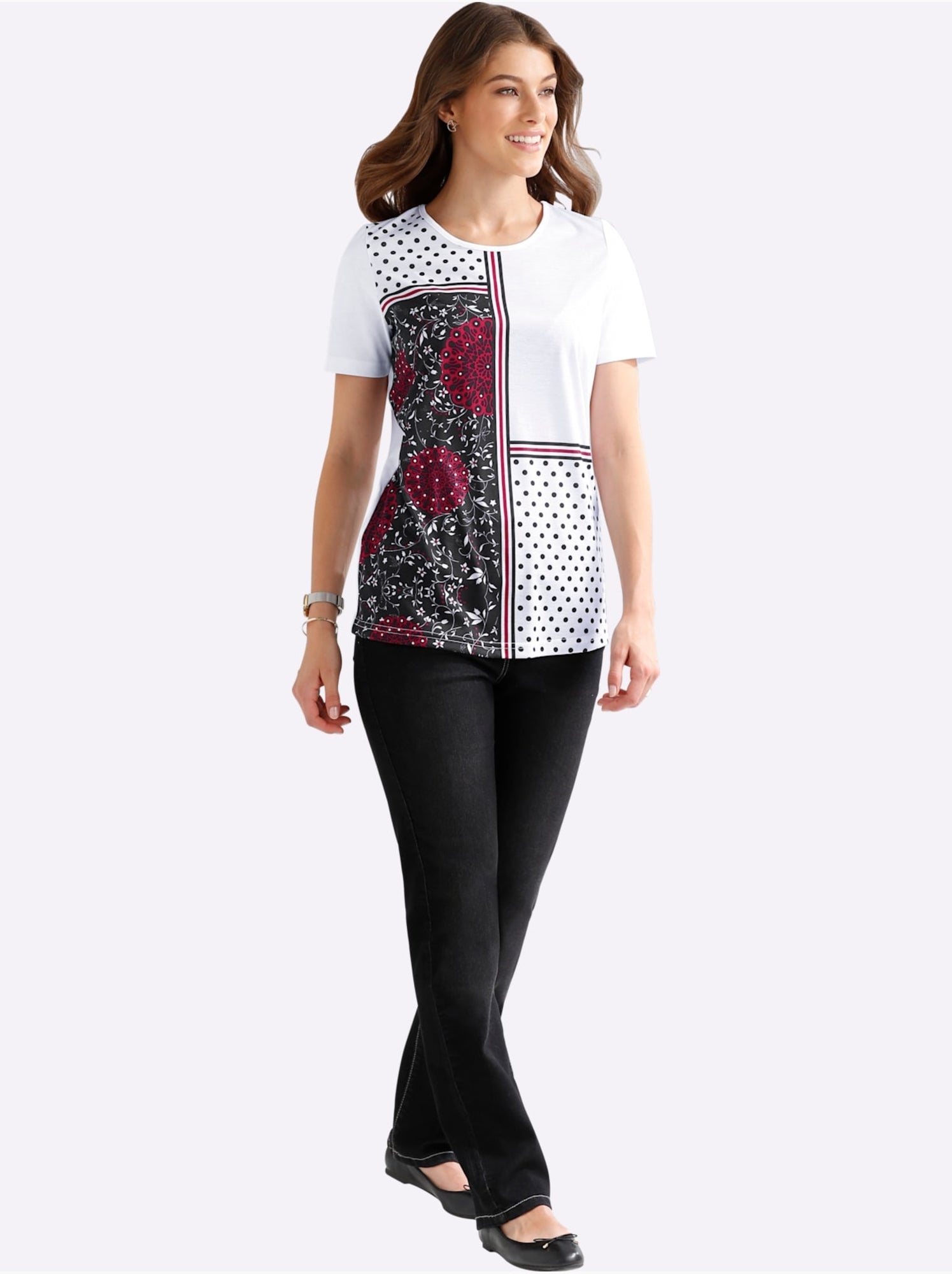 Jean féminin à ceinture élastique et poches devant et derrière - Taille standard - Moda Vilona - Noir