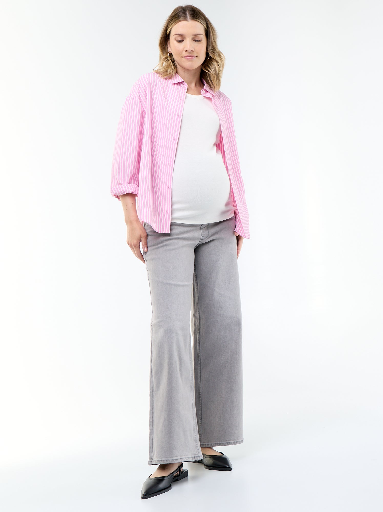 Jean grossesse wide leg - Gris