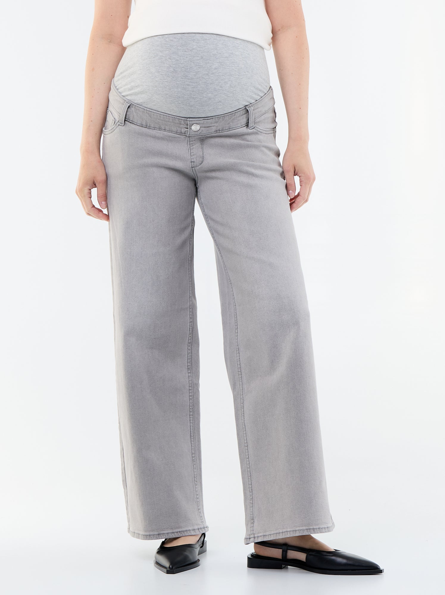 Jean grossesse wide leg - Gris
