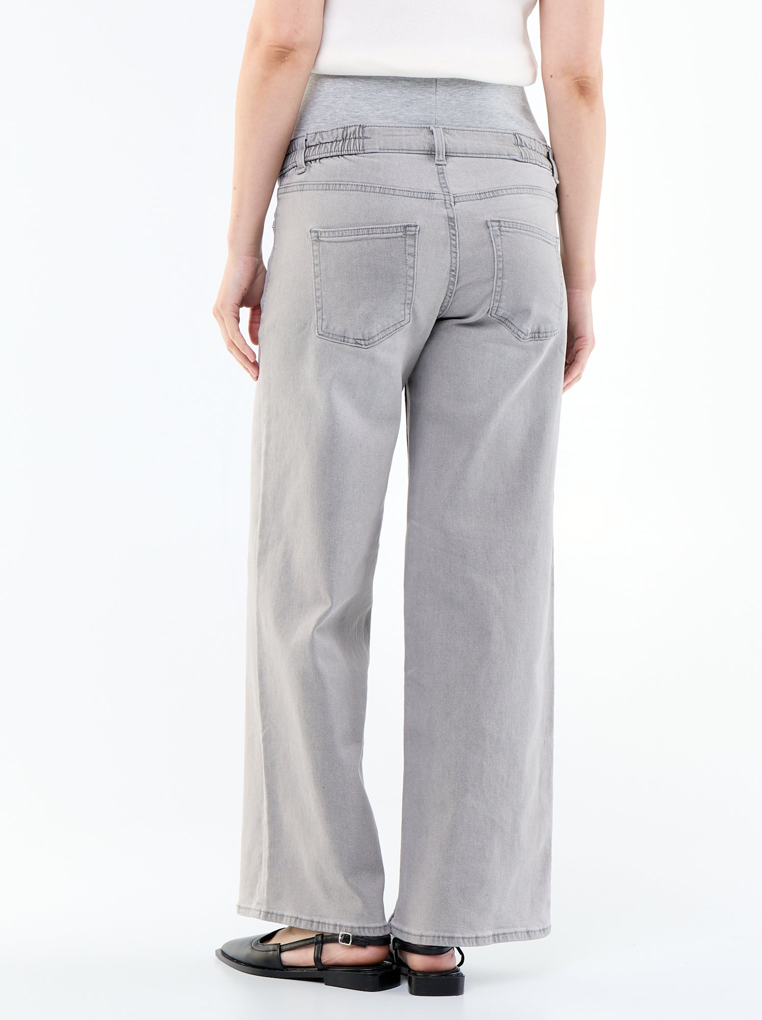 Jean grossesse wide leg - Gris