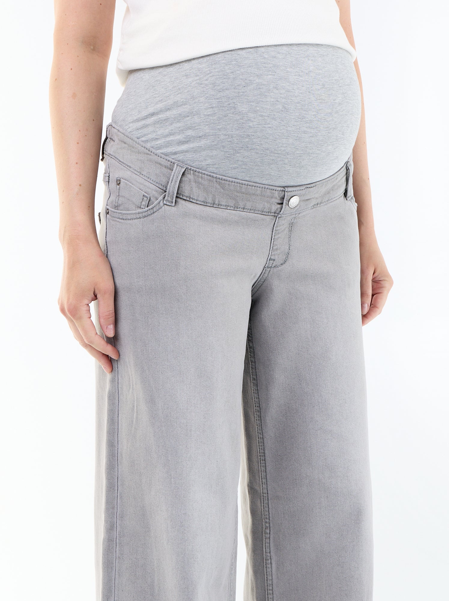 Jean grossesse wide leg - Gris