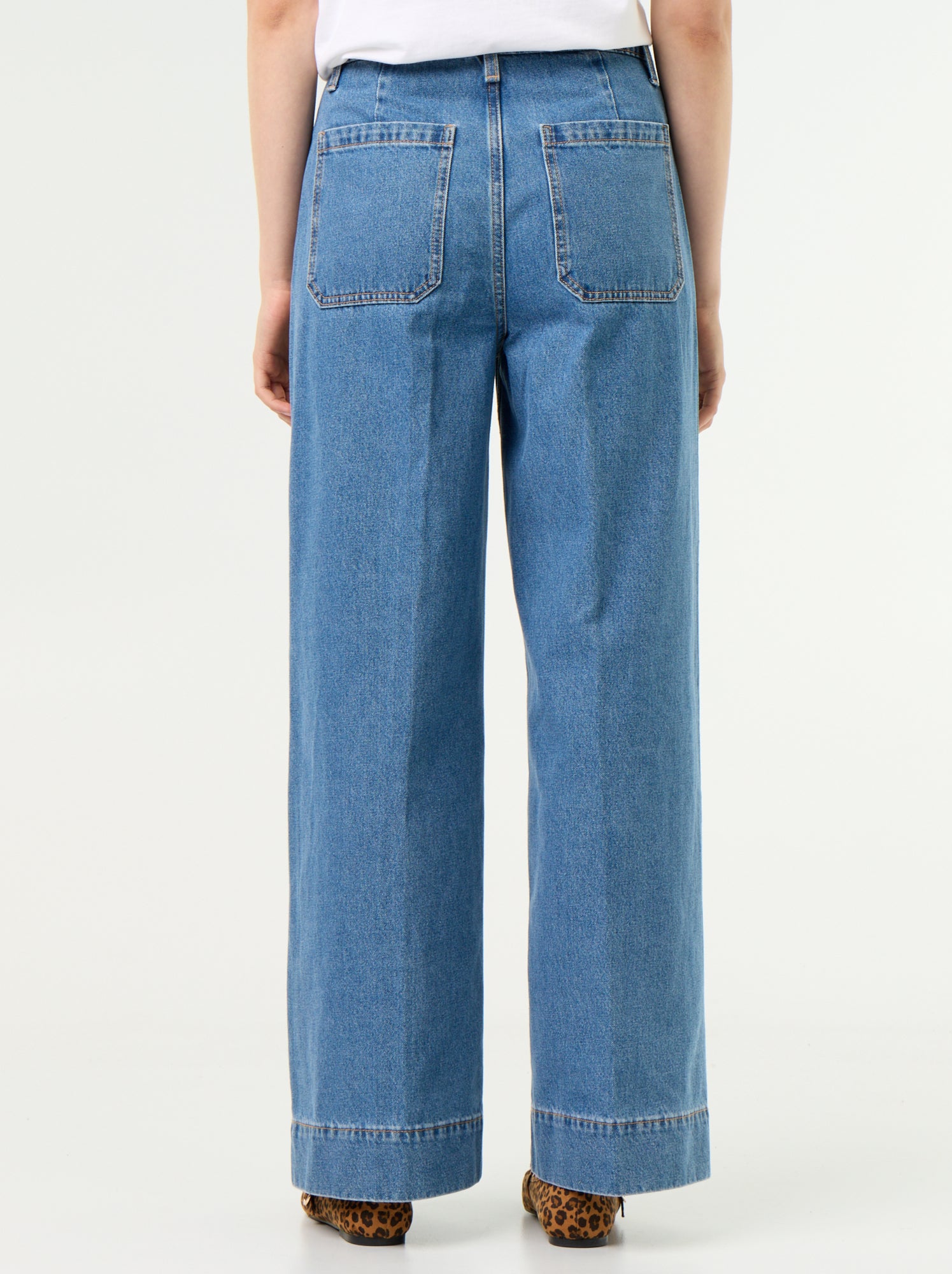 Jean large à taille haute avec poches plaquées - Bleu (GJM27_7)