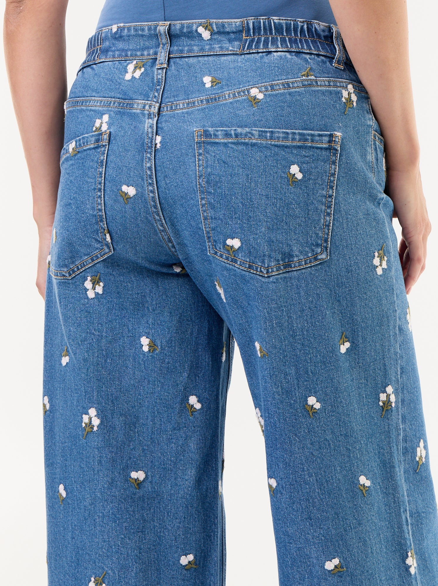 Jean large de maternité avec motif - Bleu
