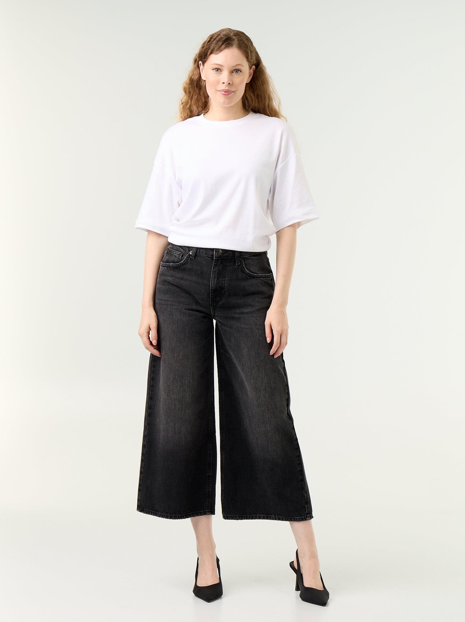 Jean large taille haute - Noir