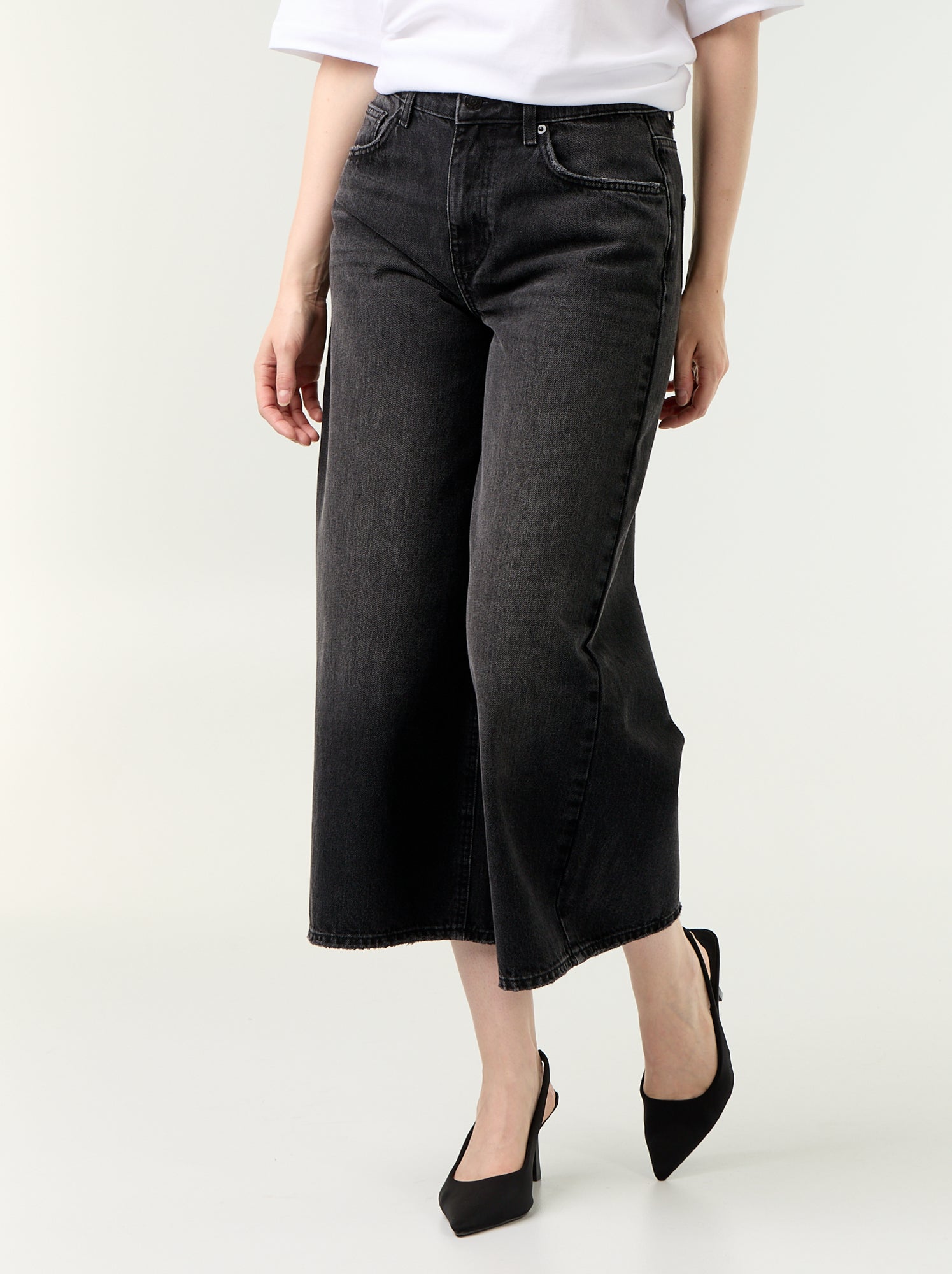 Jean large taille haute - Noir