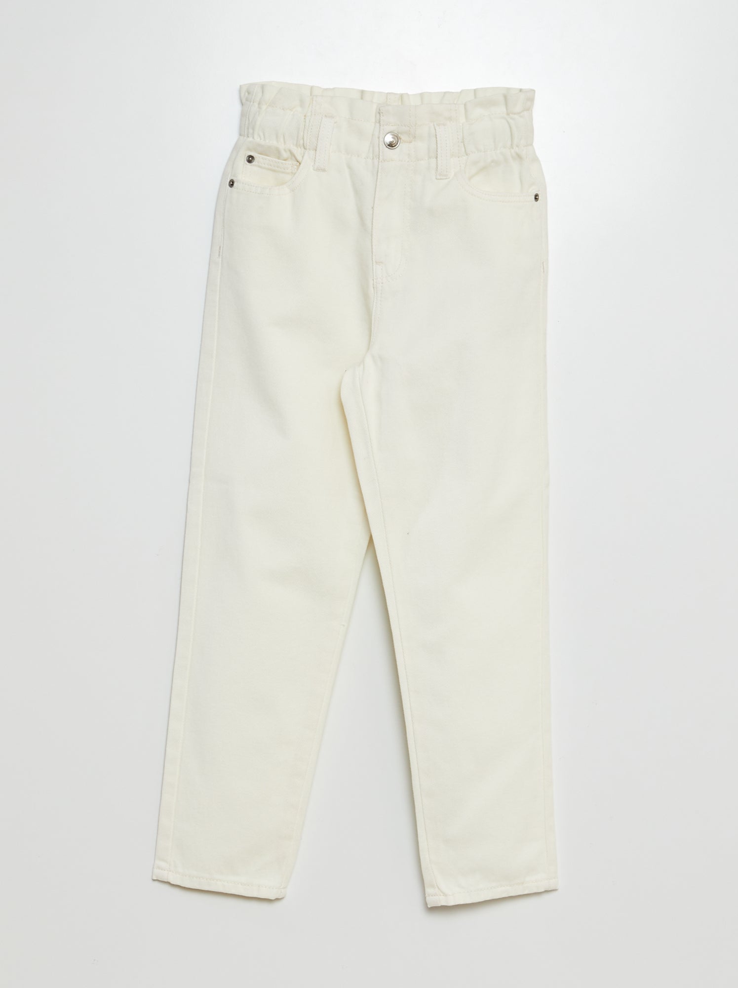Jean mom paperbag - Blanc