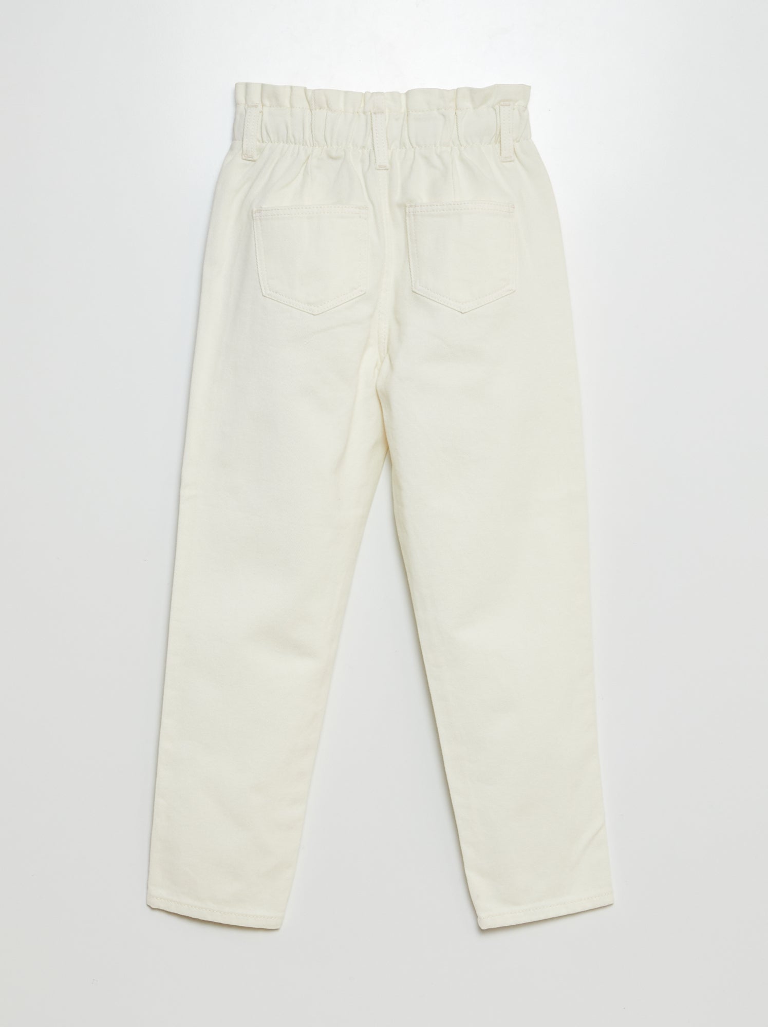 Jean mom paperbag - Blanc