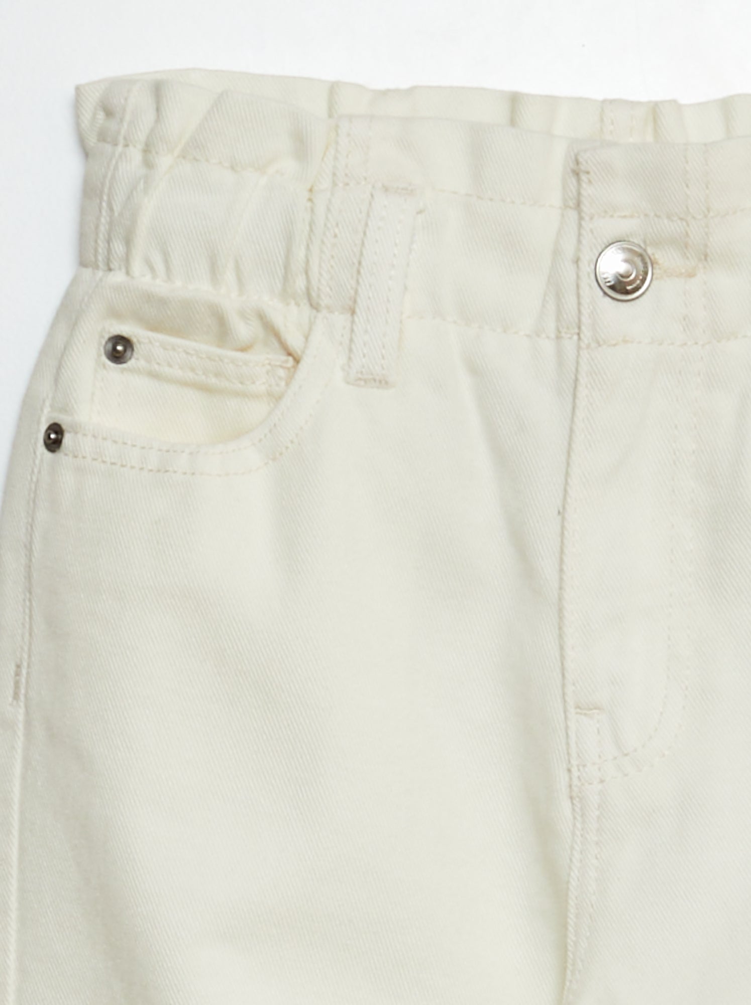 Jean mom paperbag - Blanc