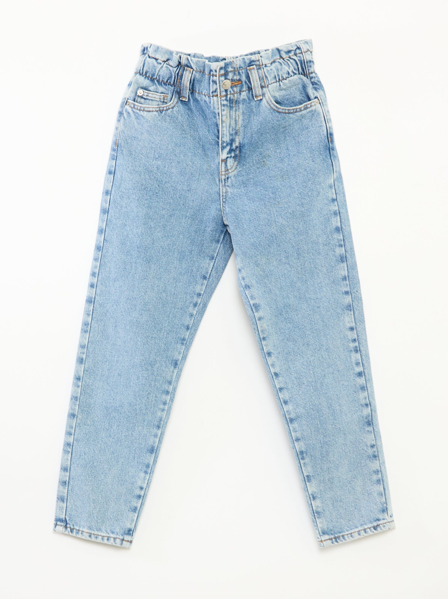 Jean mom paperbag - Bleu