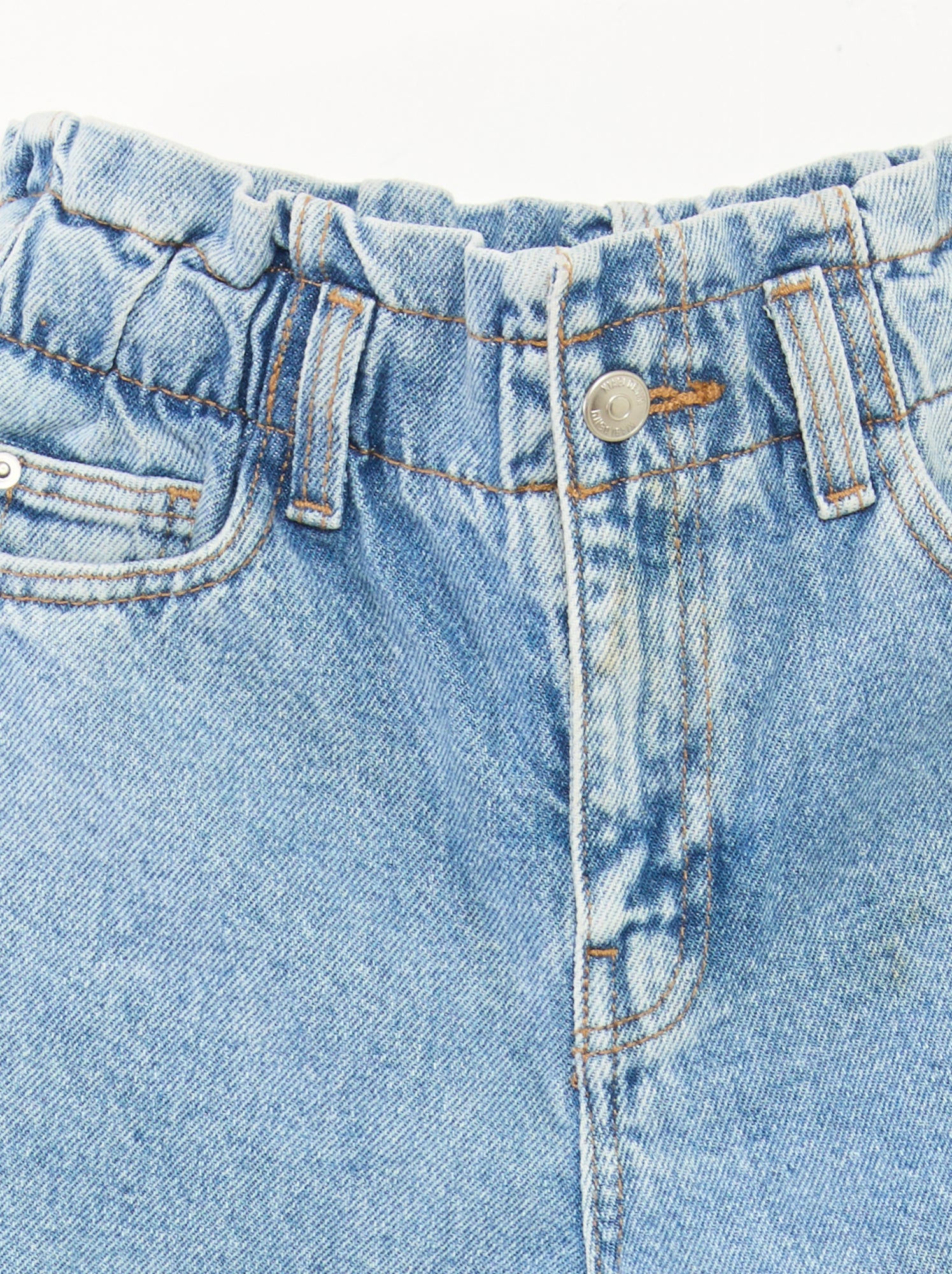 Jean mom paperbag - Bleu