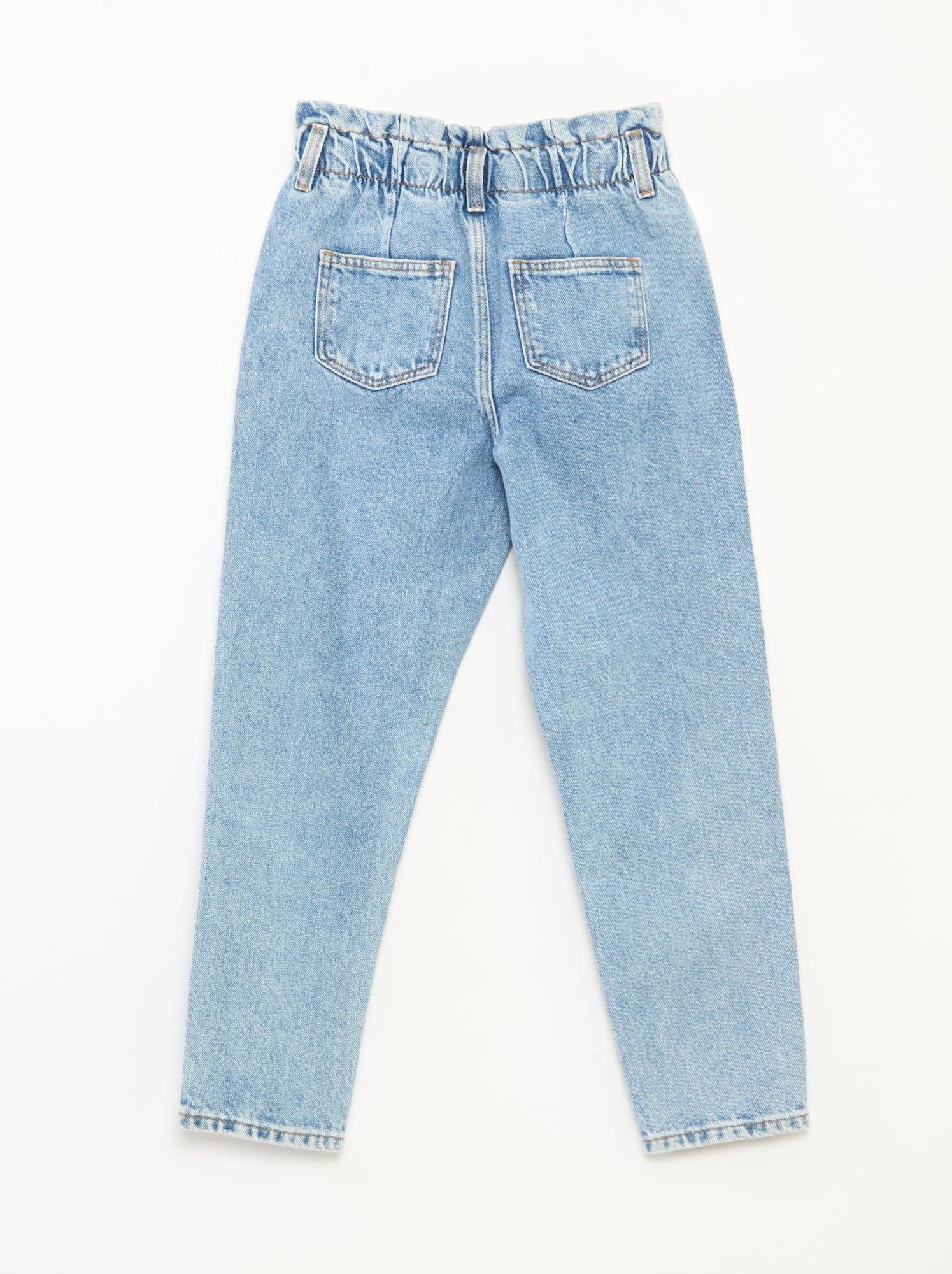Jean mom paperbag - Bleu