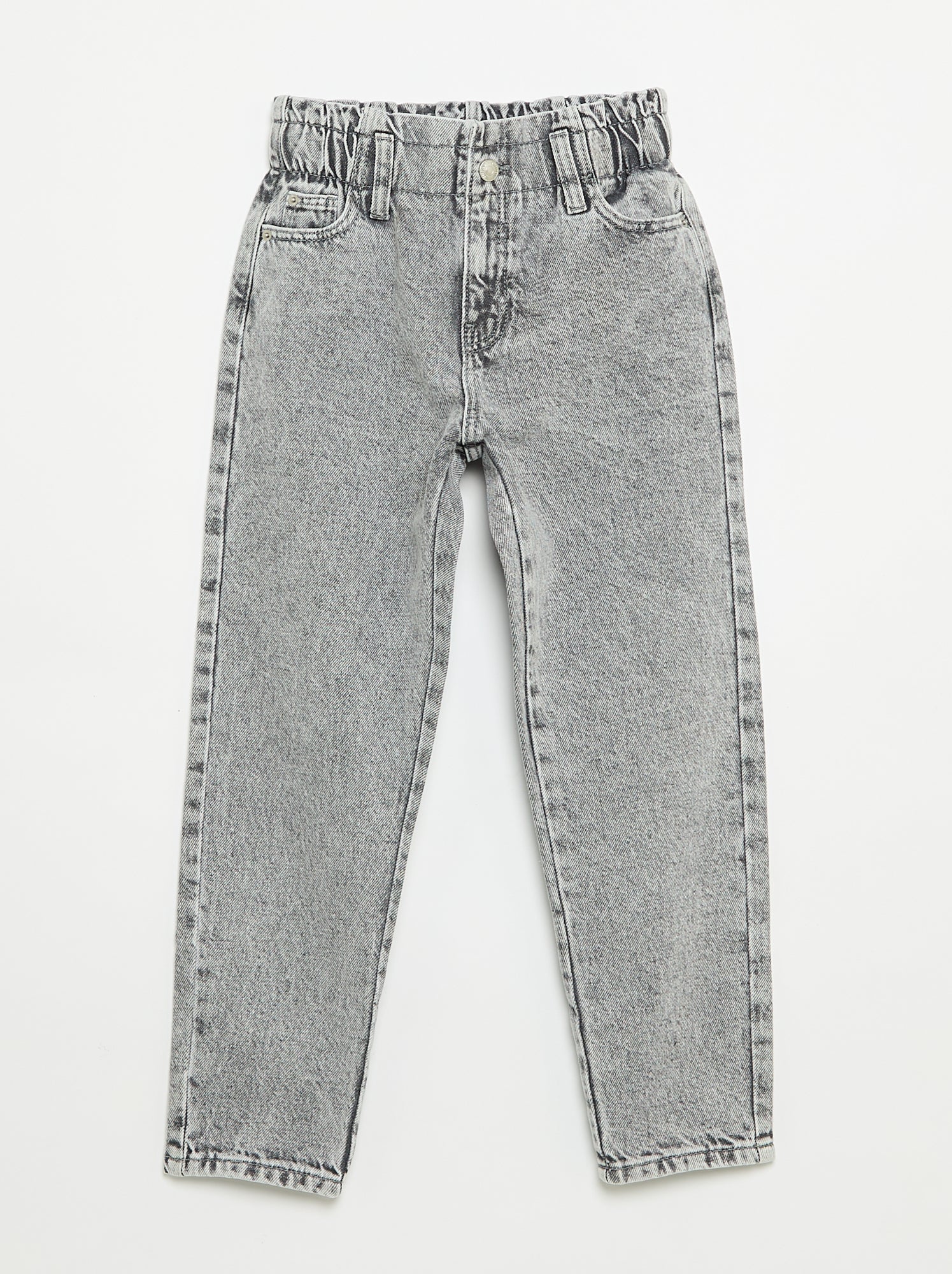 Jean mom paperbag - Gris