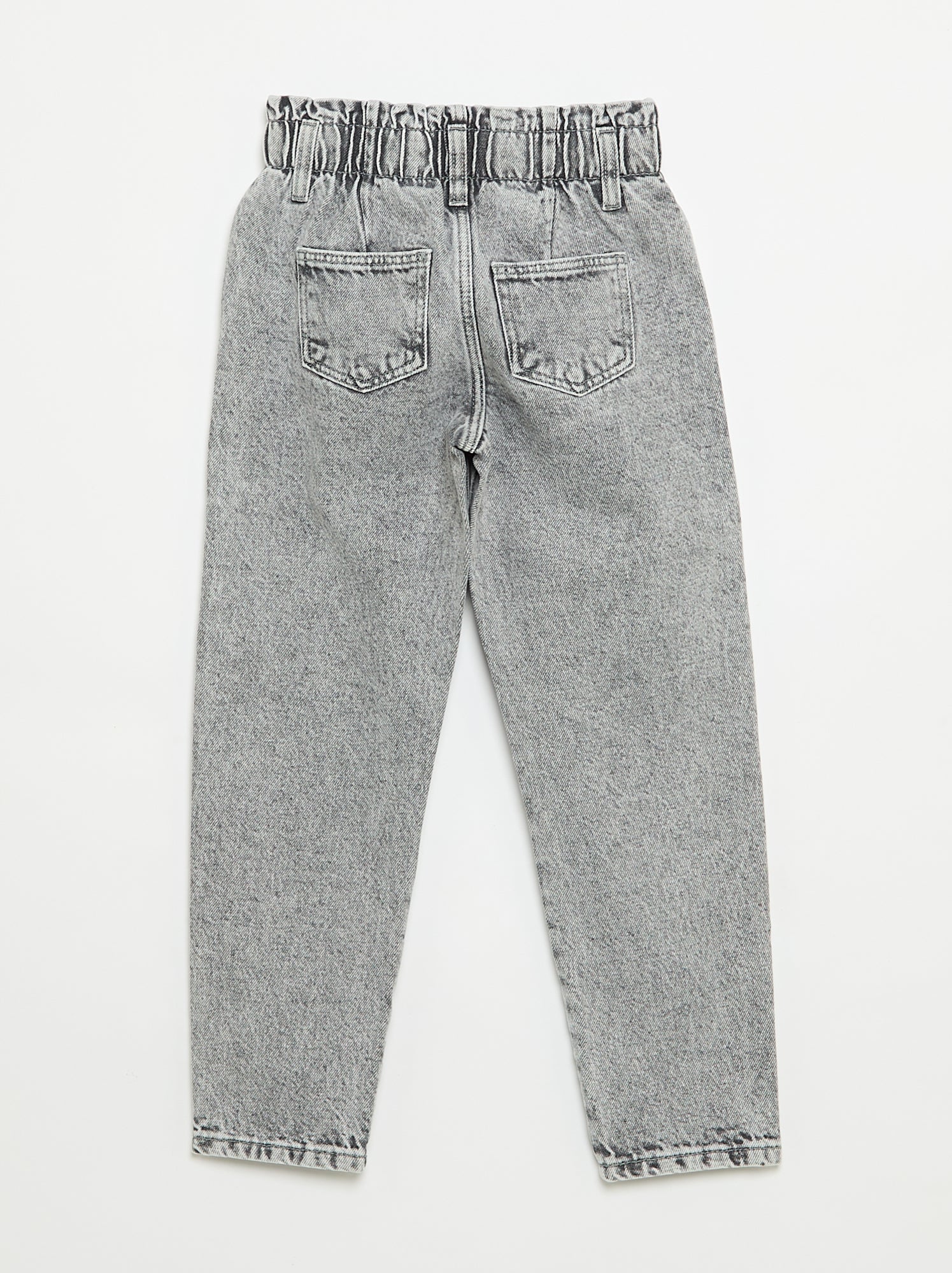 Jean mom paperbag - Gris