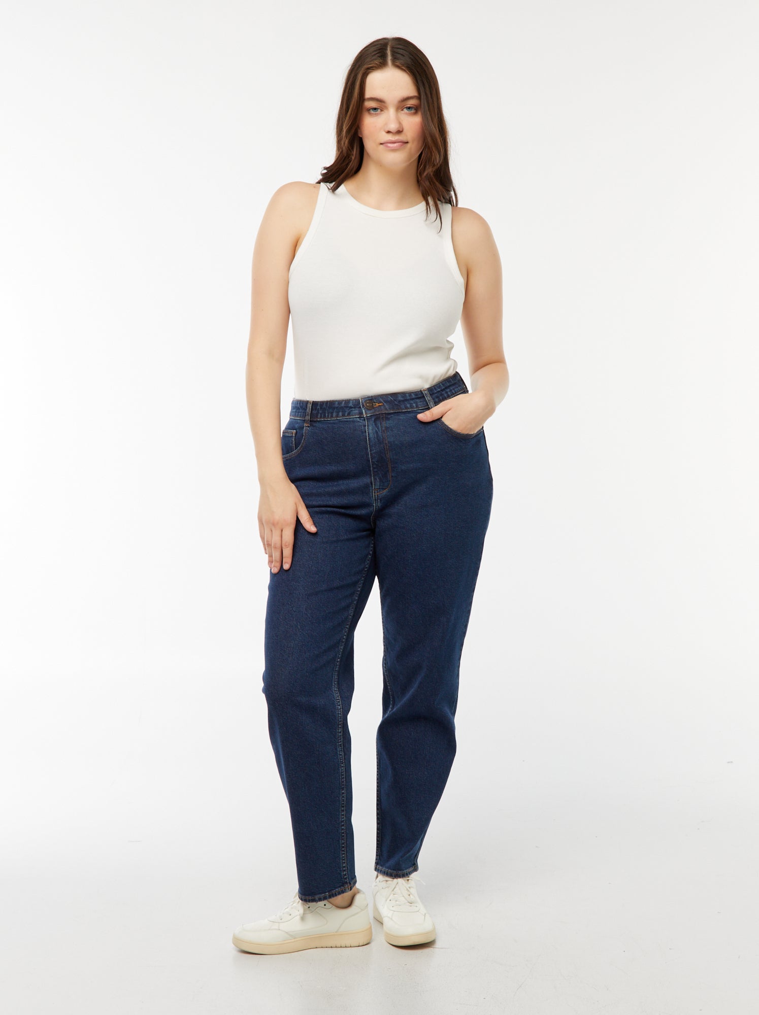 Jean mom taille haute  - L28 - Bleu (DOQ92_2)