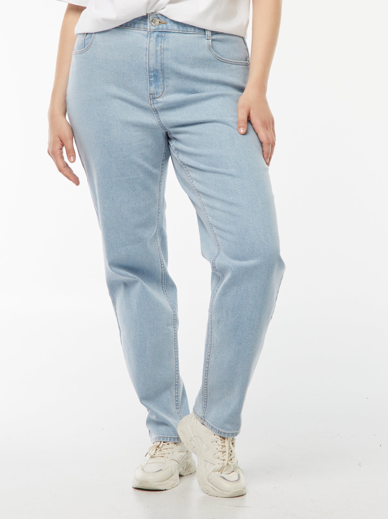 Jean mom taille haute  - L28 - Bleu (DOQ92_4)
