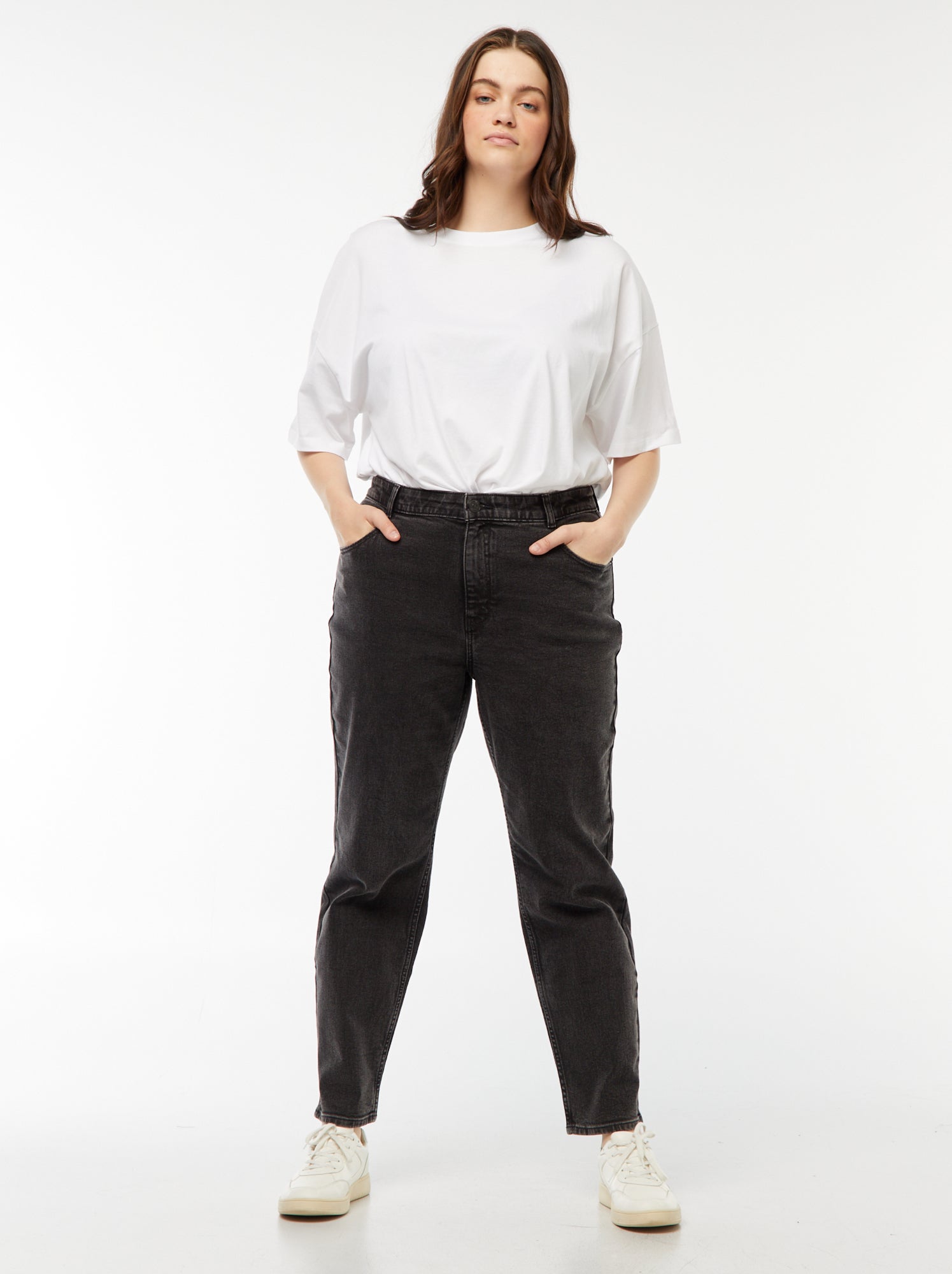 Jean mom taille haute  - L28 - Noir