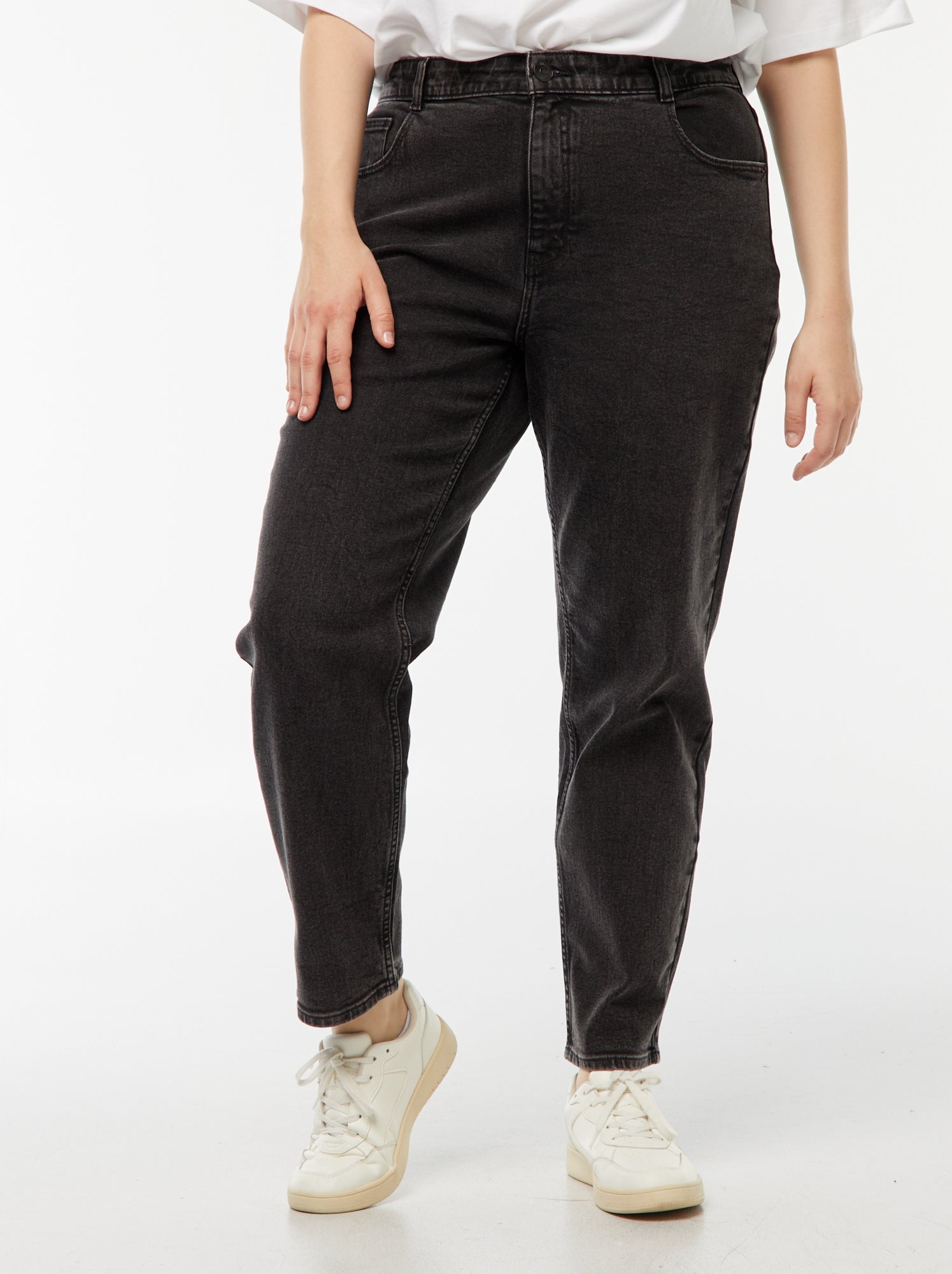 Jean mom taille haute  - L28 - Noir
