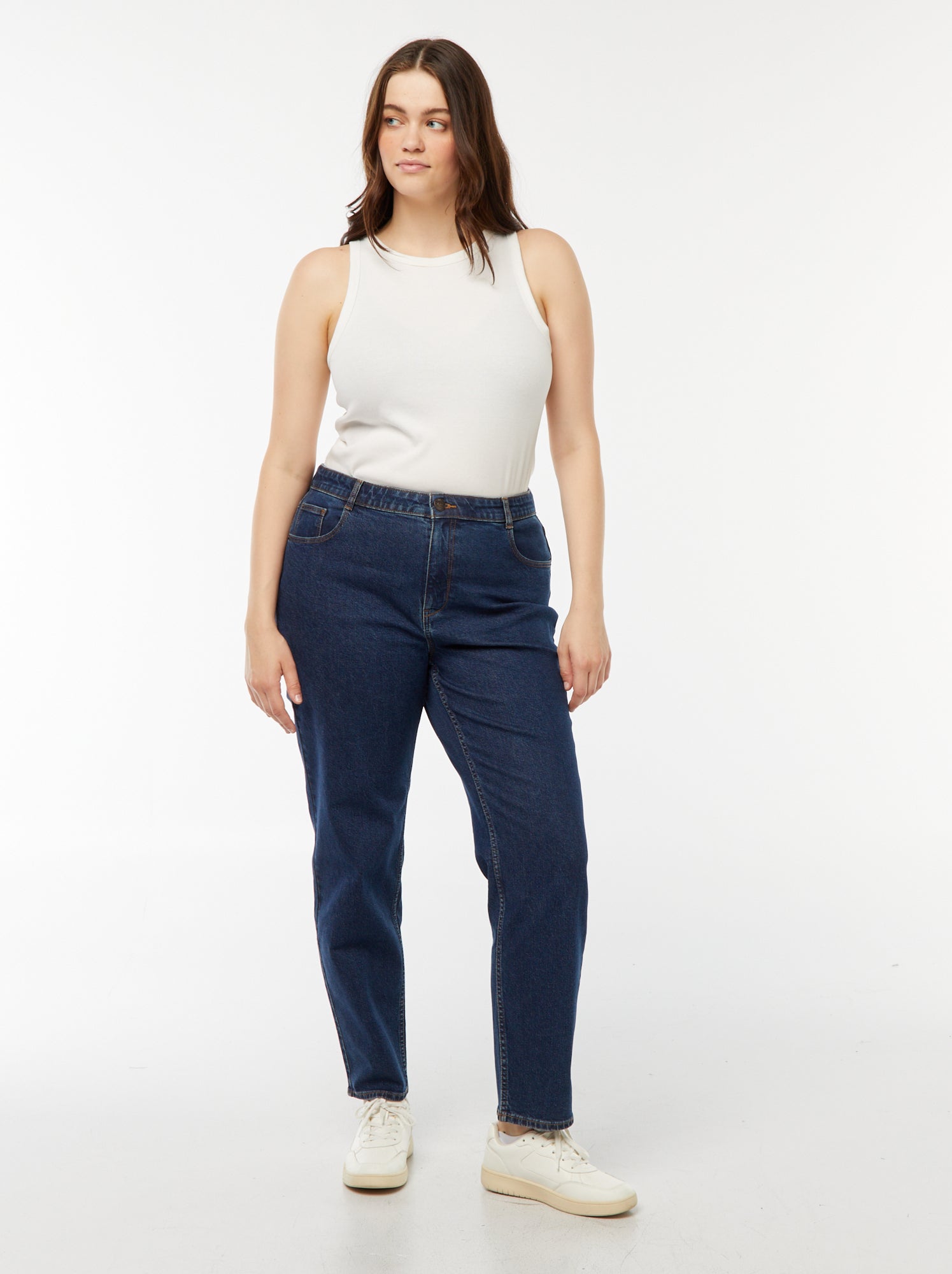 Jean mom taille haute - L30 - Bleu (DOQ76_2)