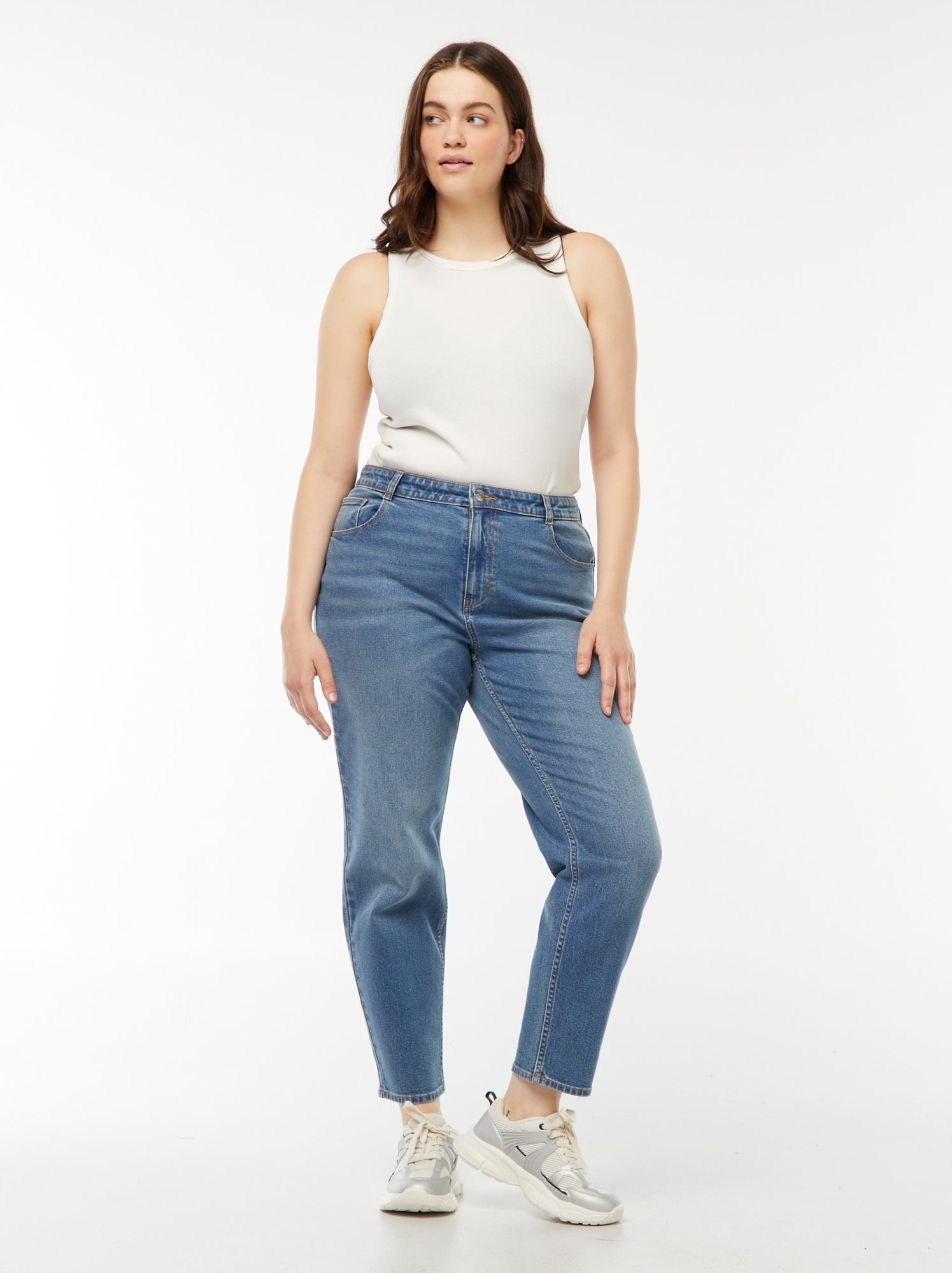 Jean mom taille haute - L30 - Bleu (DOQ76_3)