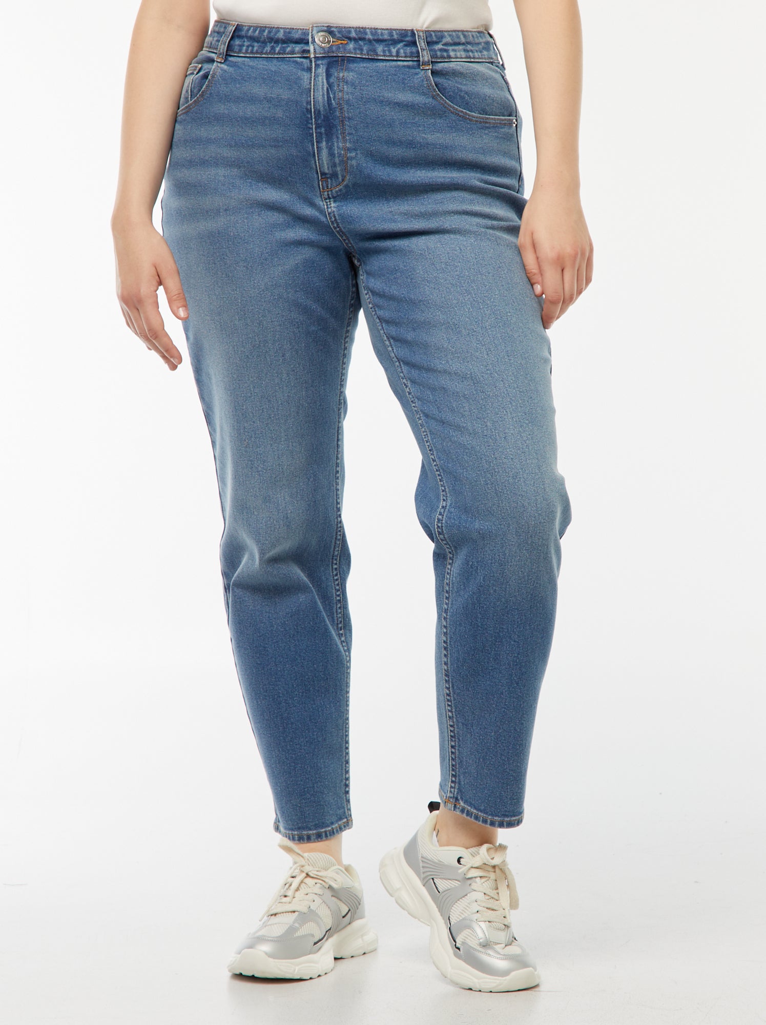 Jean mom taille haute - L30 - Bleu (DOQ76_3)