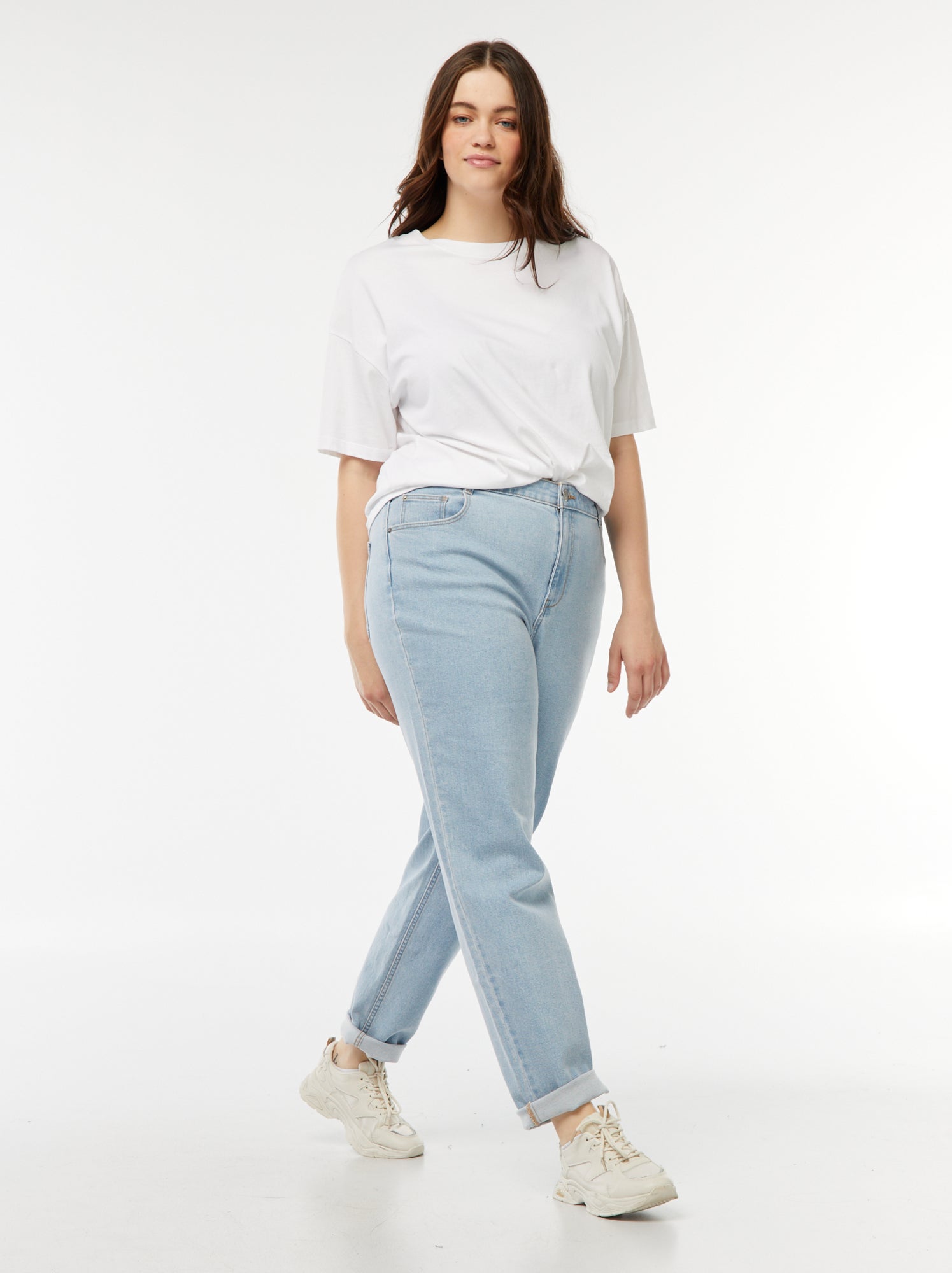 Jean mom taille haute - L30 - Bleu (DOQ76_4)