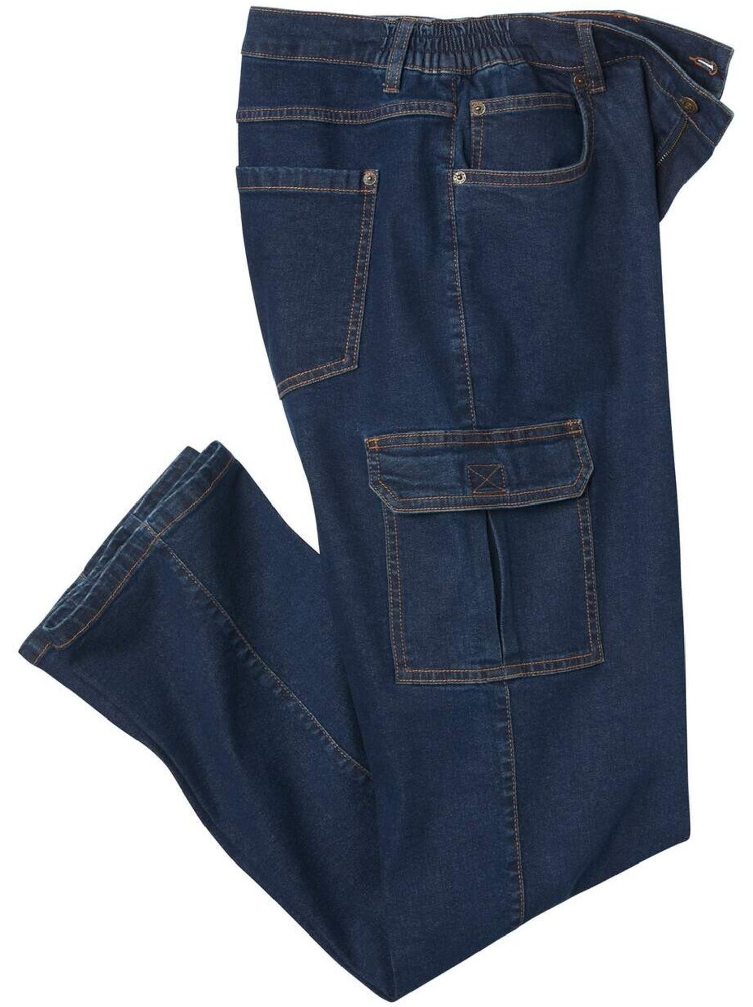 Jean regular cargo taille semi-elastiquée   - atlas for men - Bleu