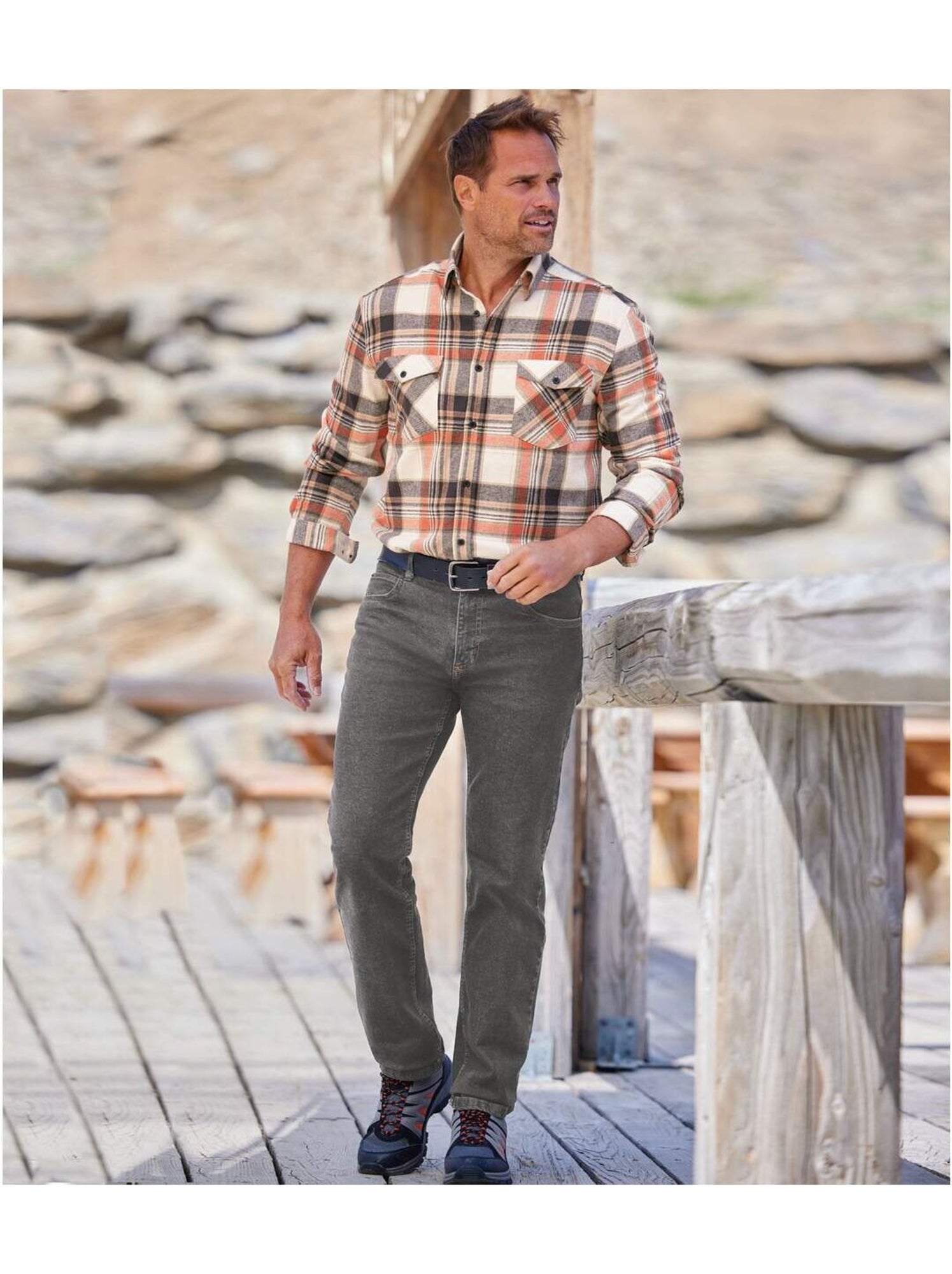 Jean Regular Stretch Confort - ATLAS FOR MEN - Gris
