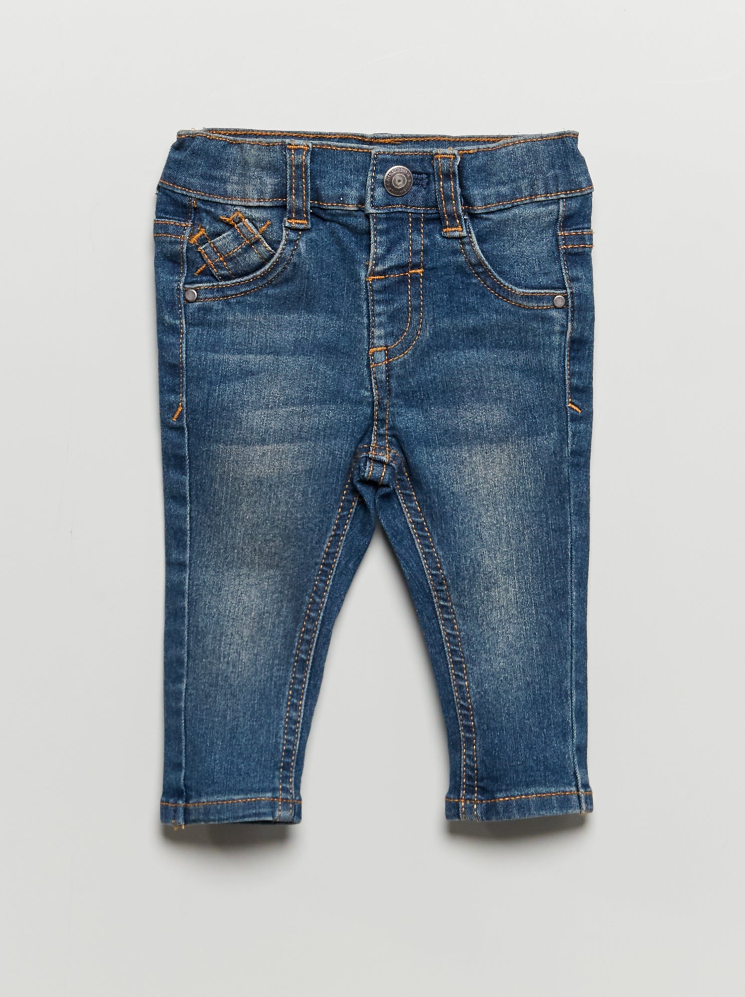 Jean slim stretch à taille ajustable - Bleu foncé