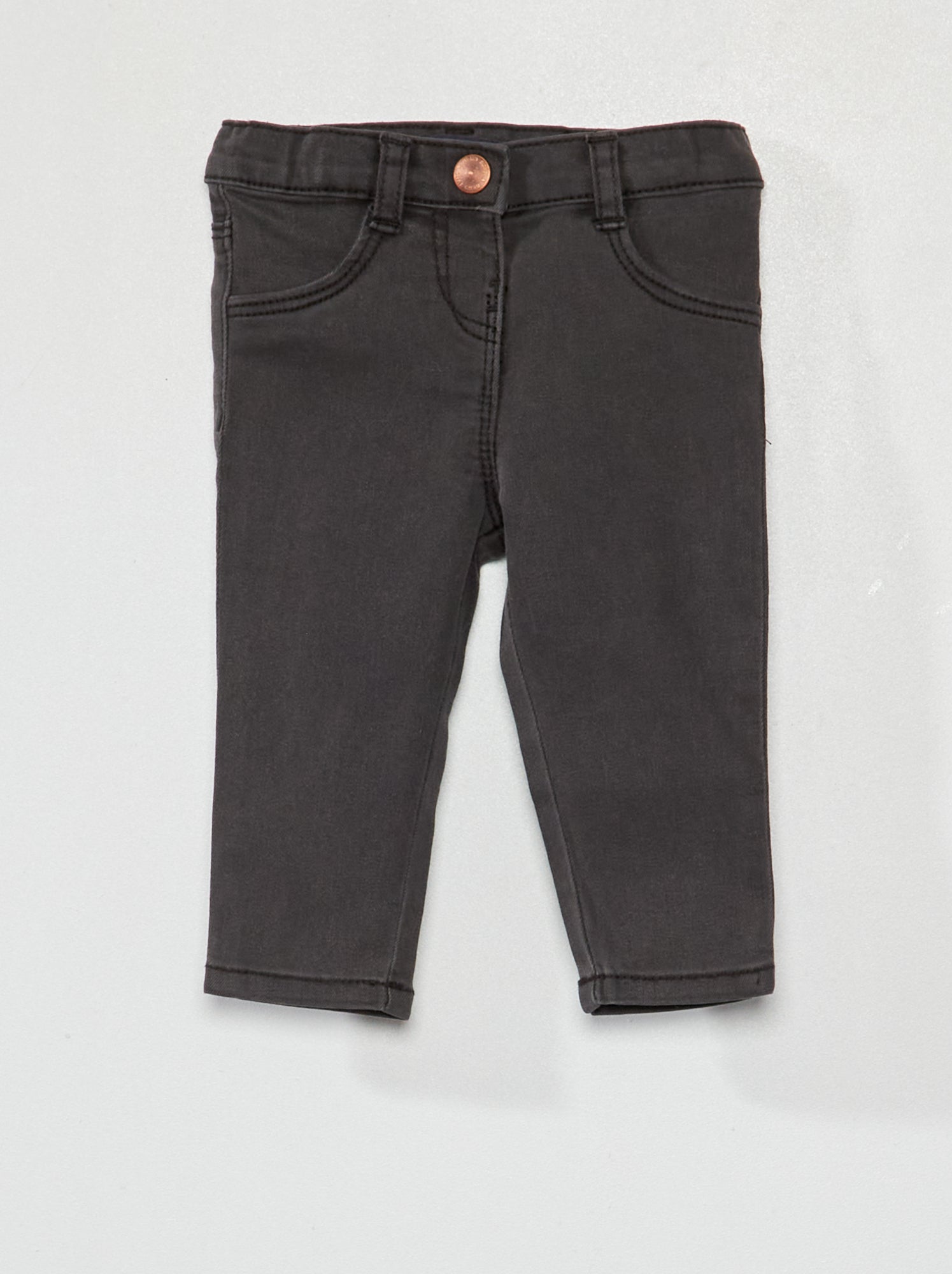 Jean slim stretch à taille ajustable - Noir