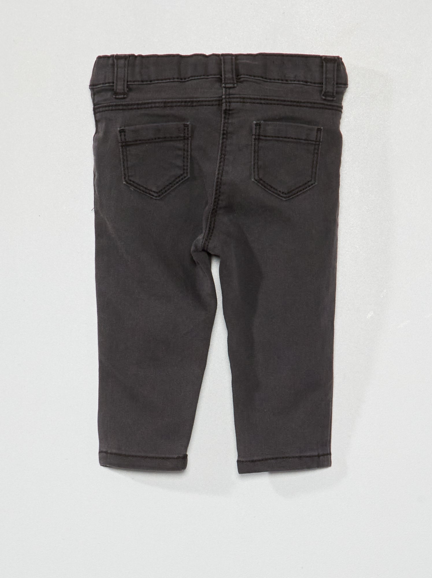 Jean slim stretch à taille ajustable - Noir