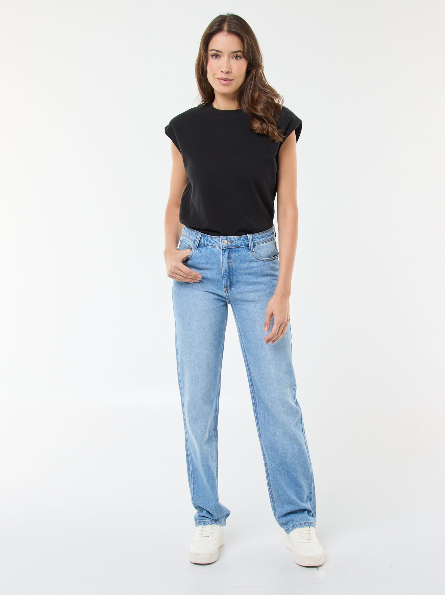 Jean straight / coupe droite à taille haute - L32 - Bleu (EPX37_1)