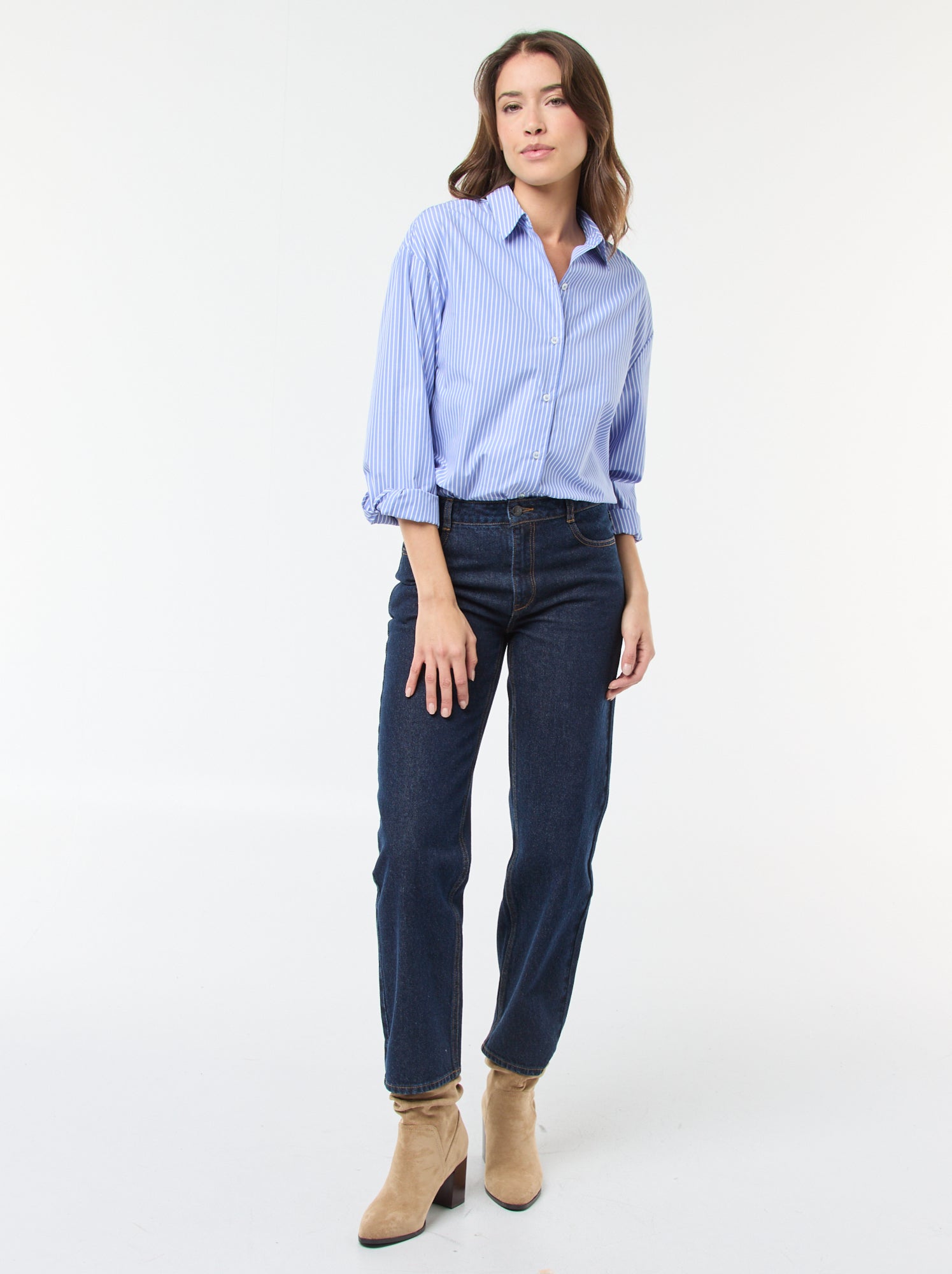 Jean straight / coupe droite à taille haute - L32 - Bleu (EPX37_2)