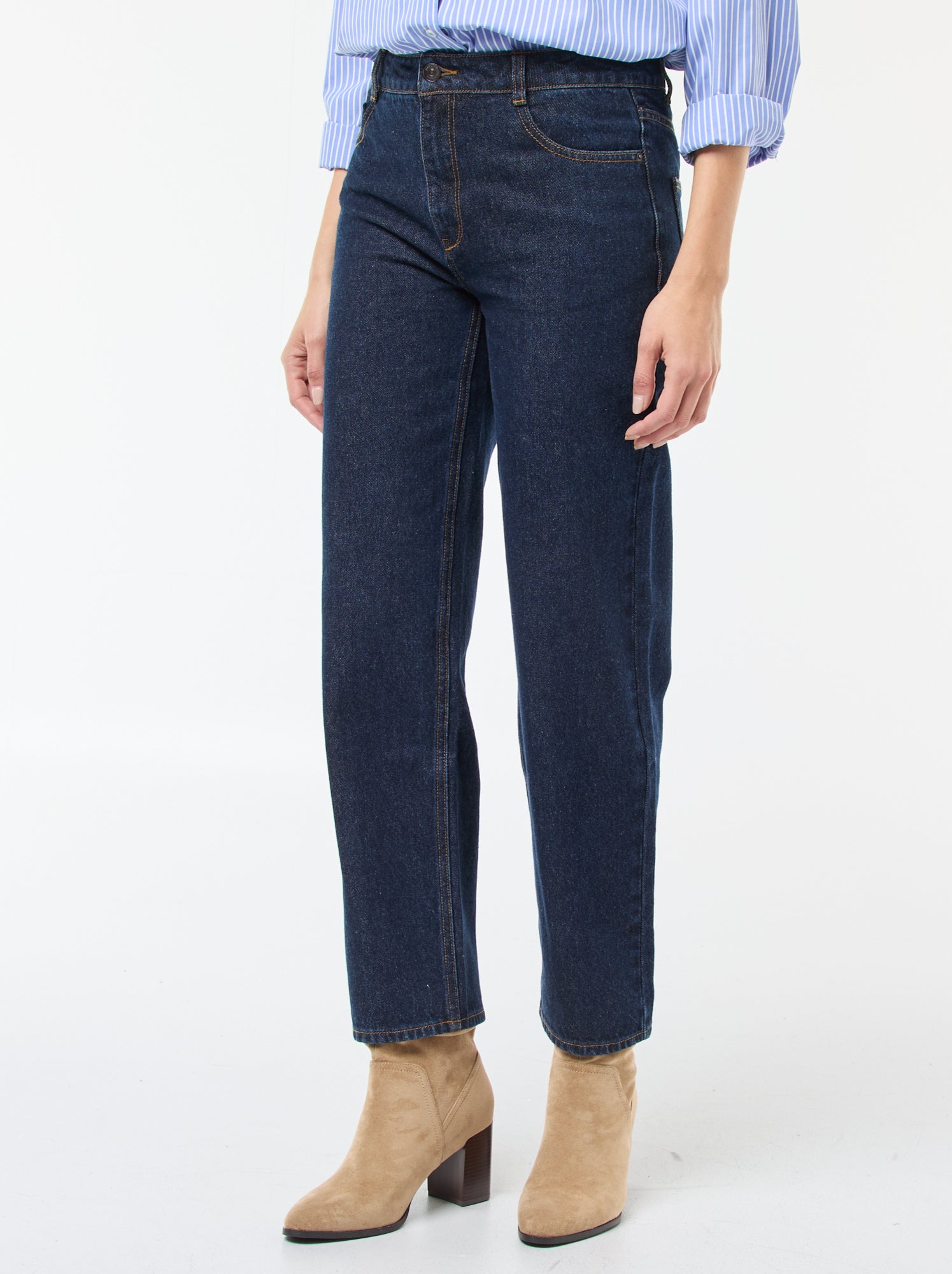 Jean straight / coupe droite à taille haute - L32 - Bleu (EPX37_2)