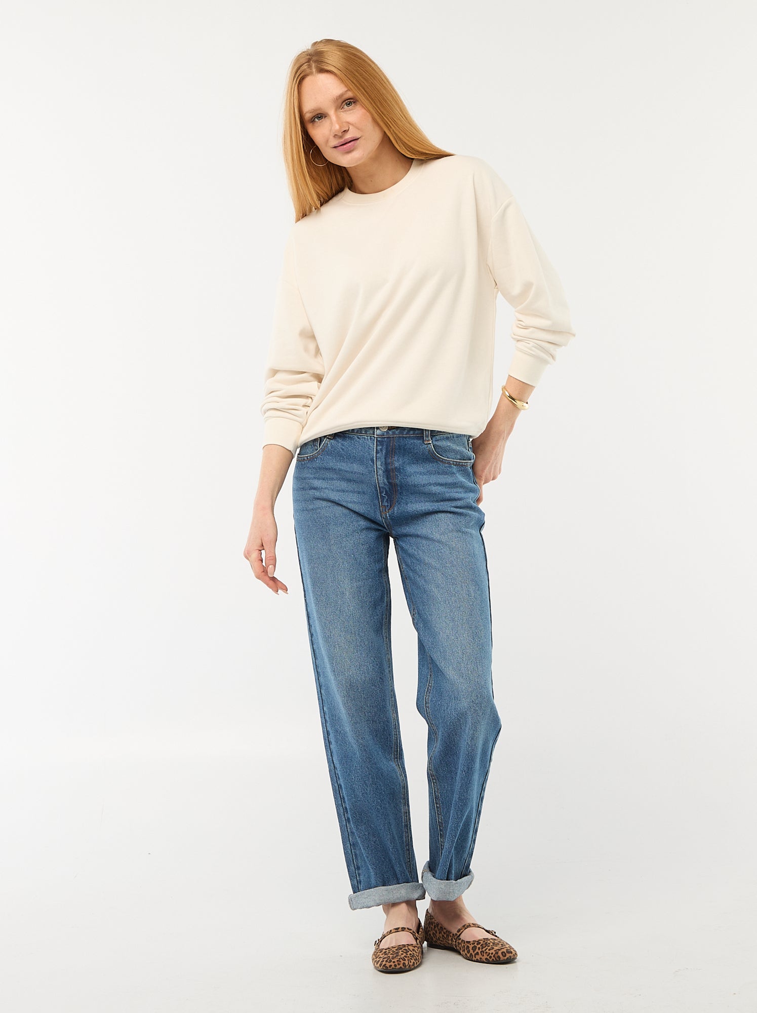 Jean straight / coupe droite à taille haute - L32 - Bleu (EPX37_3)