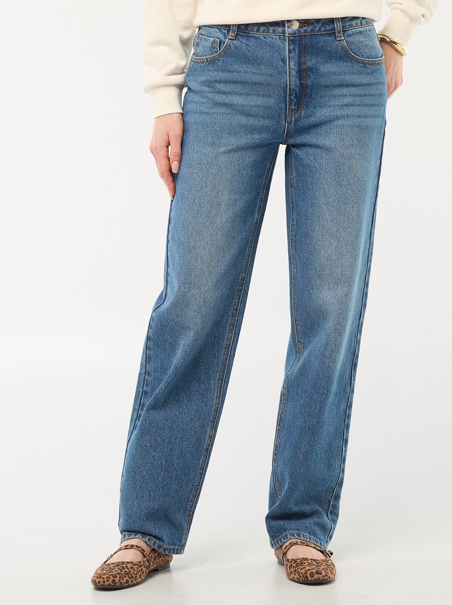 Jean straight / coupe droite à taille haute - L32 - Bleu (EPX37_3)