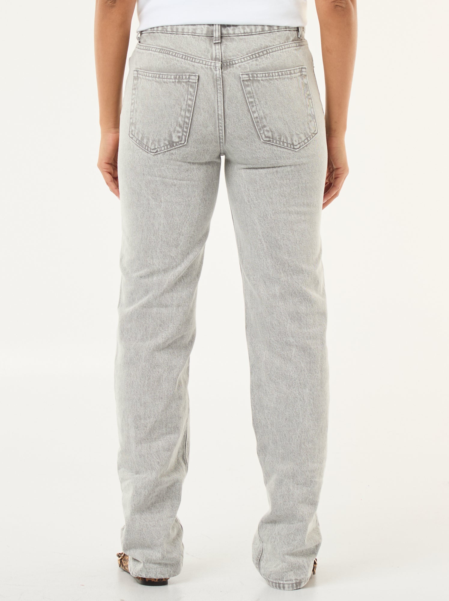Jean straight / coupe droite à taille haute - L32 - Gris