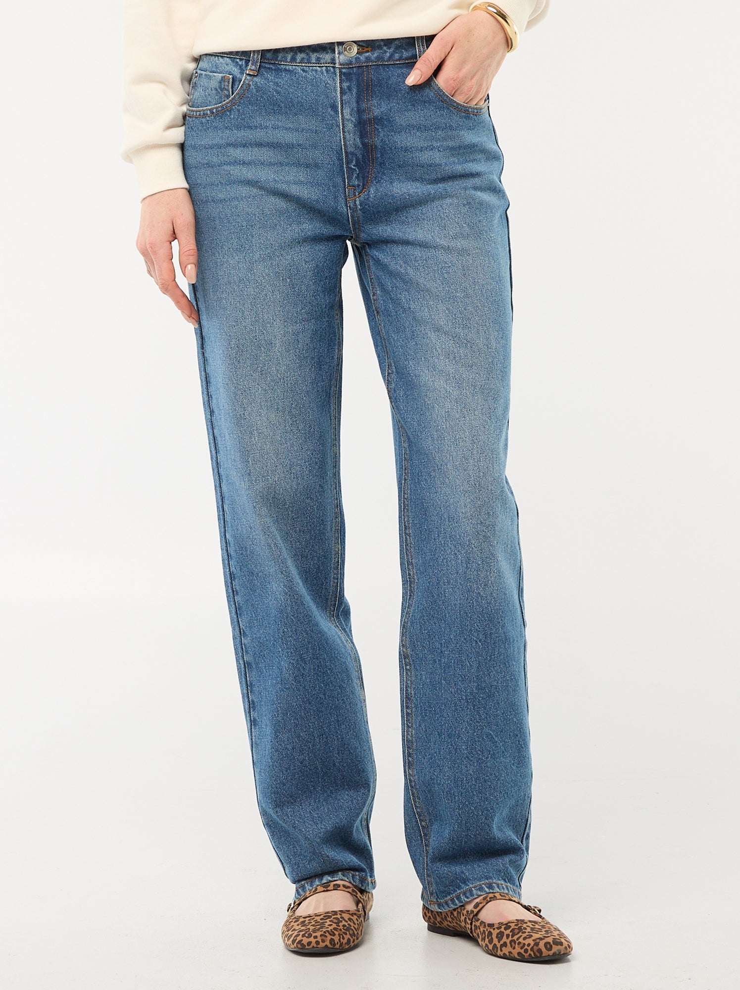 Jean straight denim en coton - Bleu (EPX33_3)