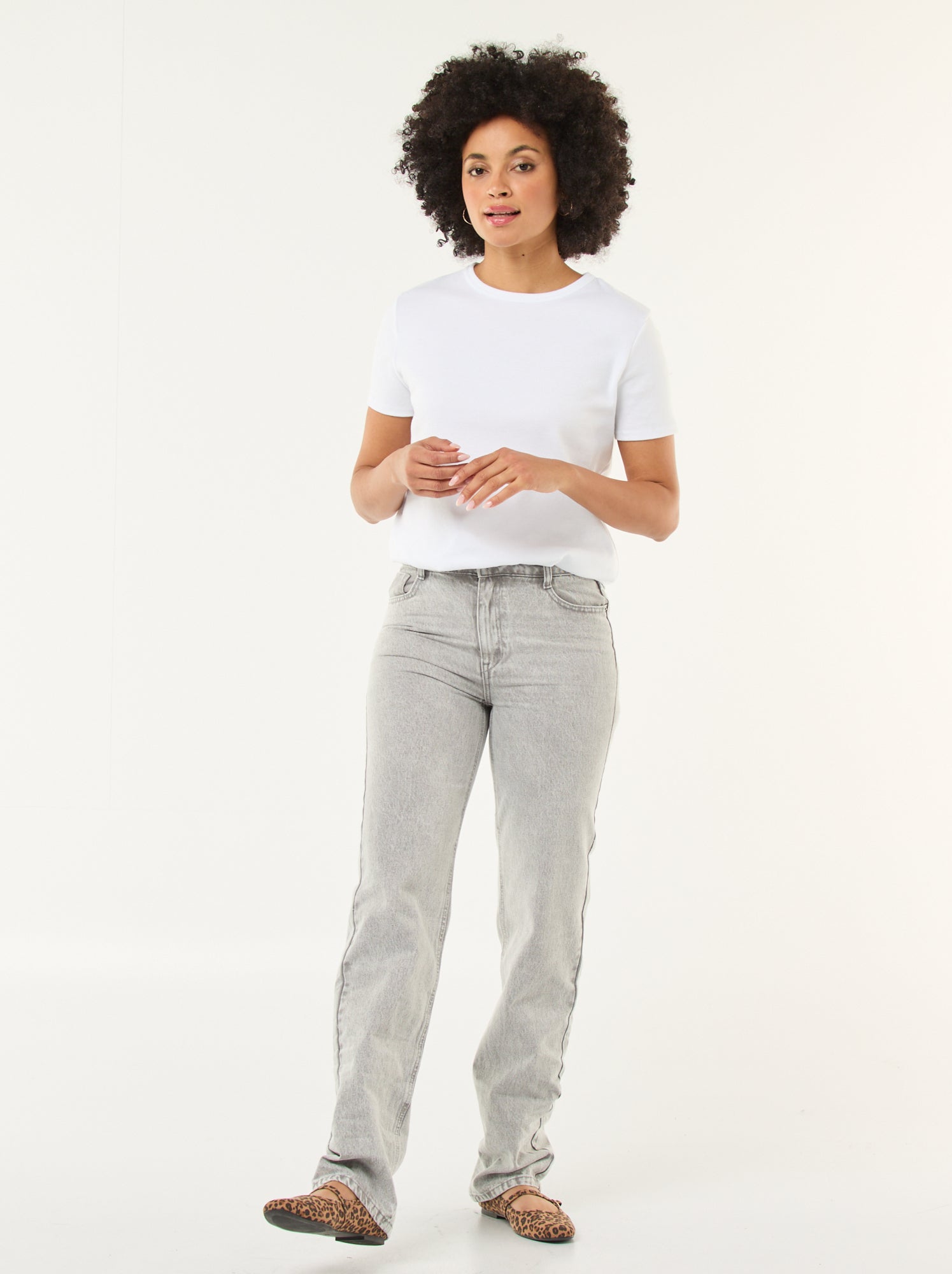 Jean straight denim en coton - Gris