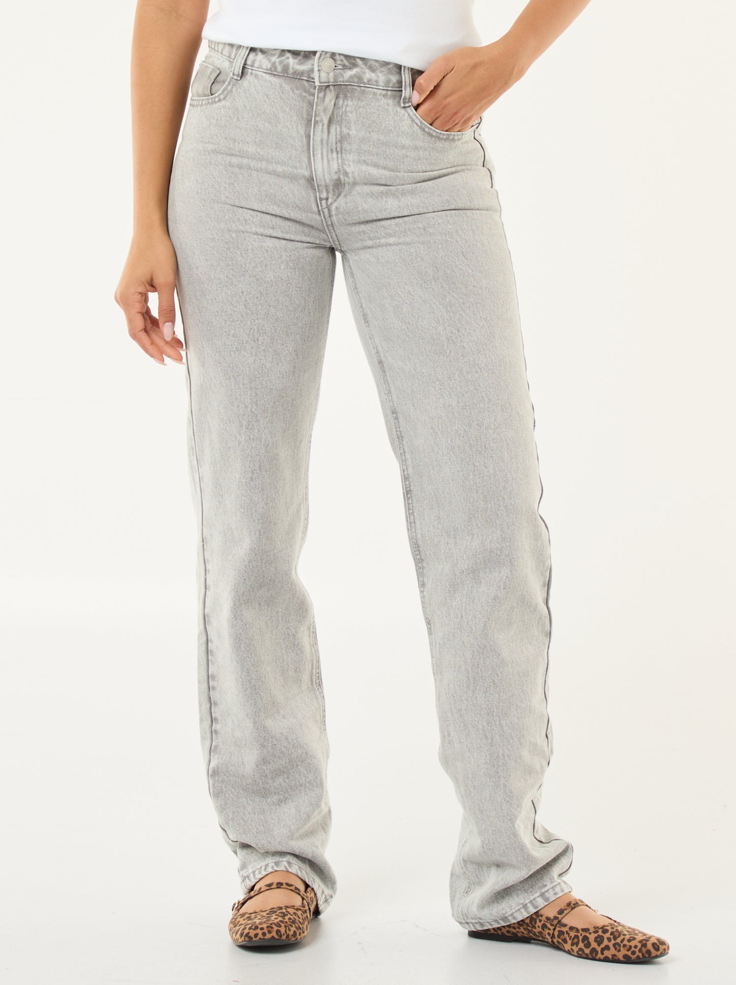 Jean straight denim en coton - Gris