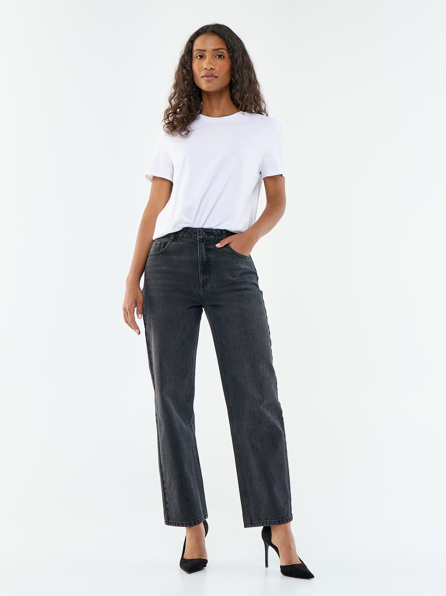Jean straight denim en coton - Noir (EPX33_9)