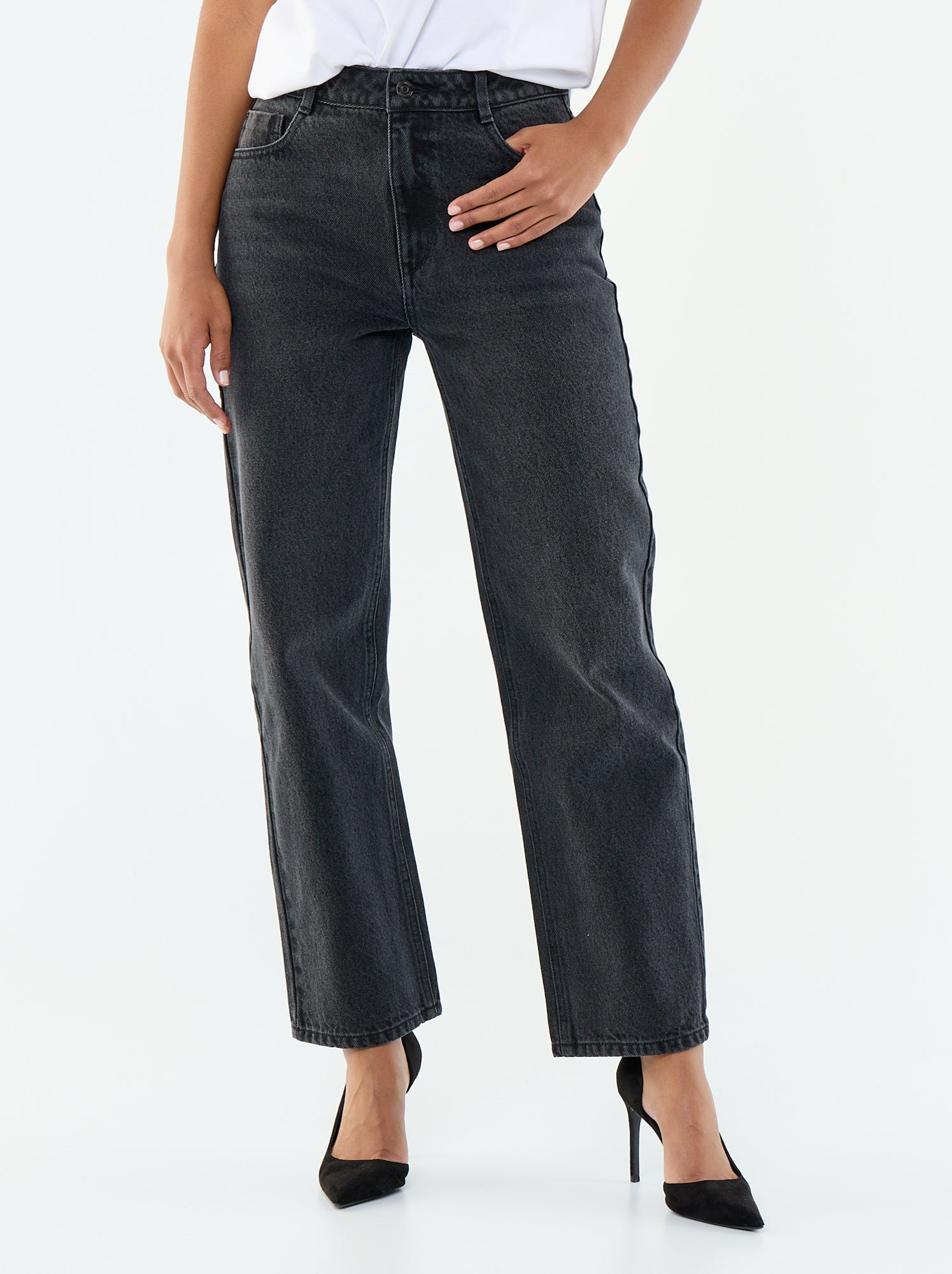 Jean straight denim en coton - Noir (EPX33_9)