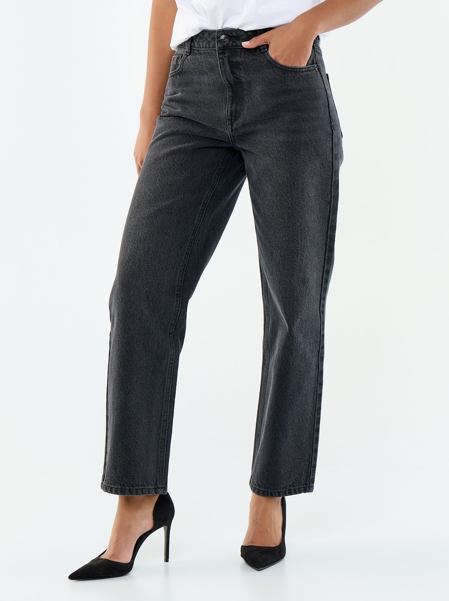 Jean straight denim en coton - Noir (EPX33_9)
