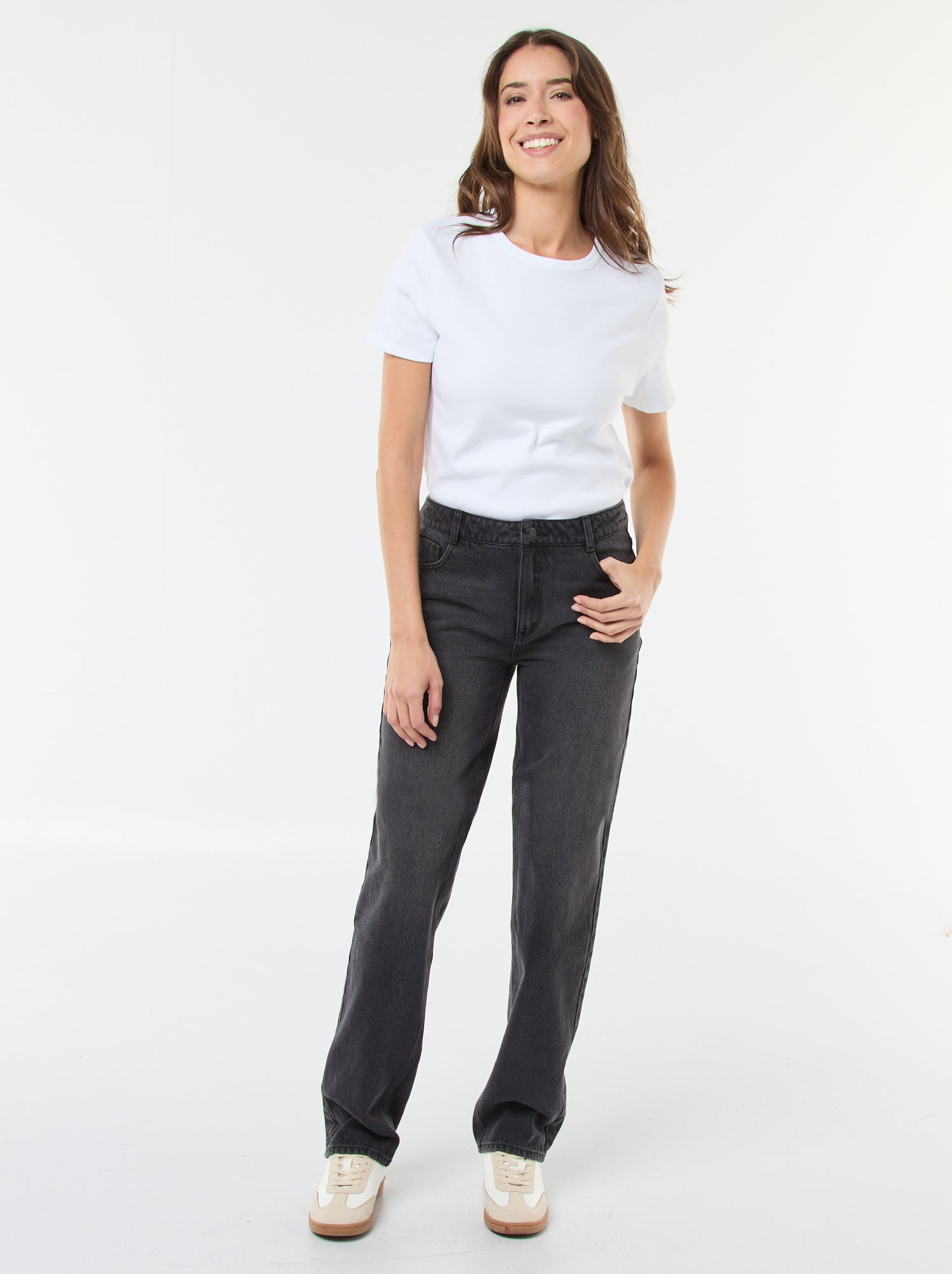 Jean straight regular fit en coton - L28 - Noir