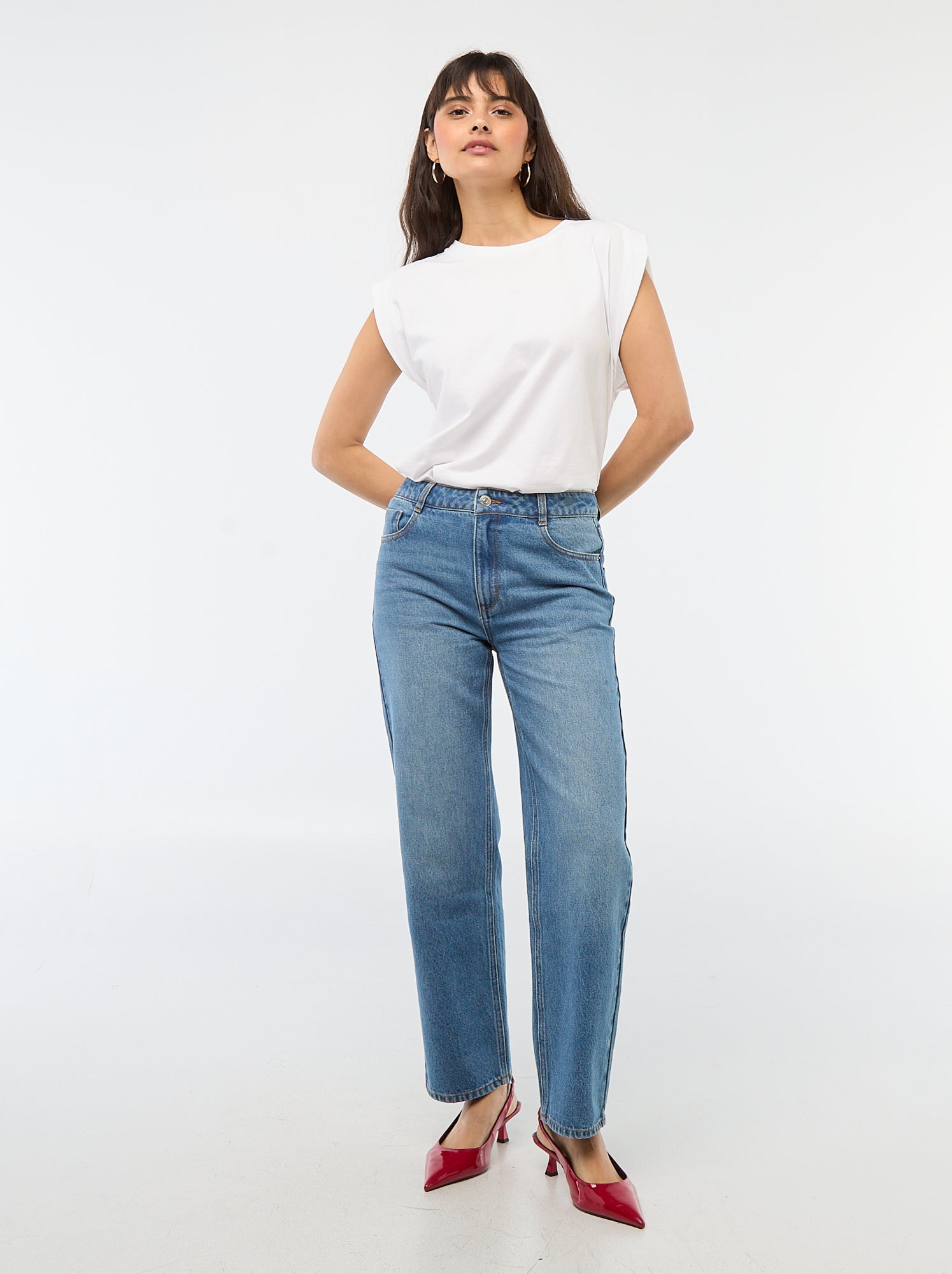 Jean straight regular fit en coton - L28 - Bleu (EPX36_3)