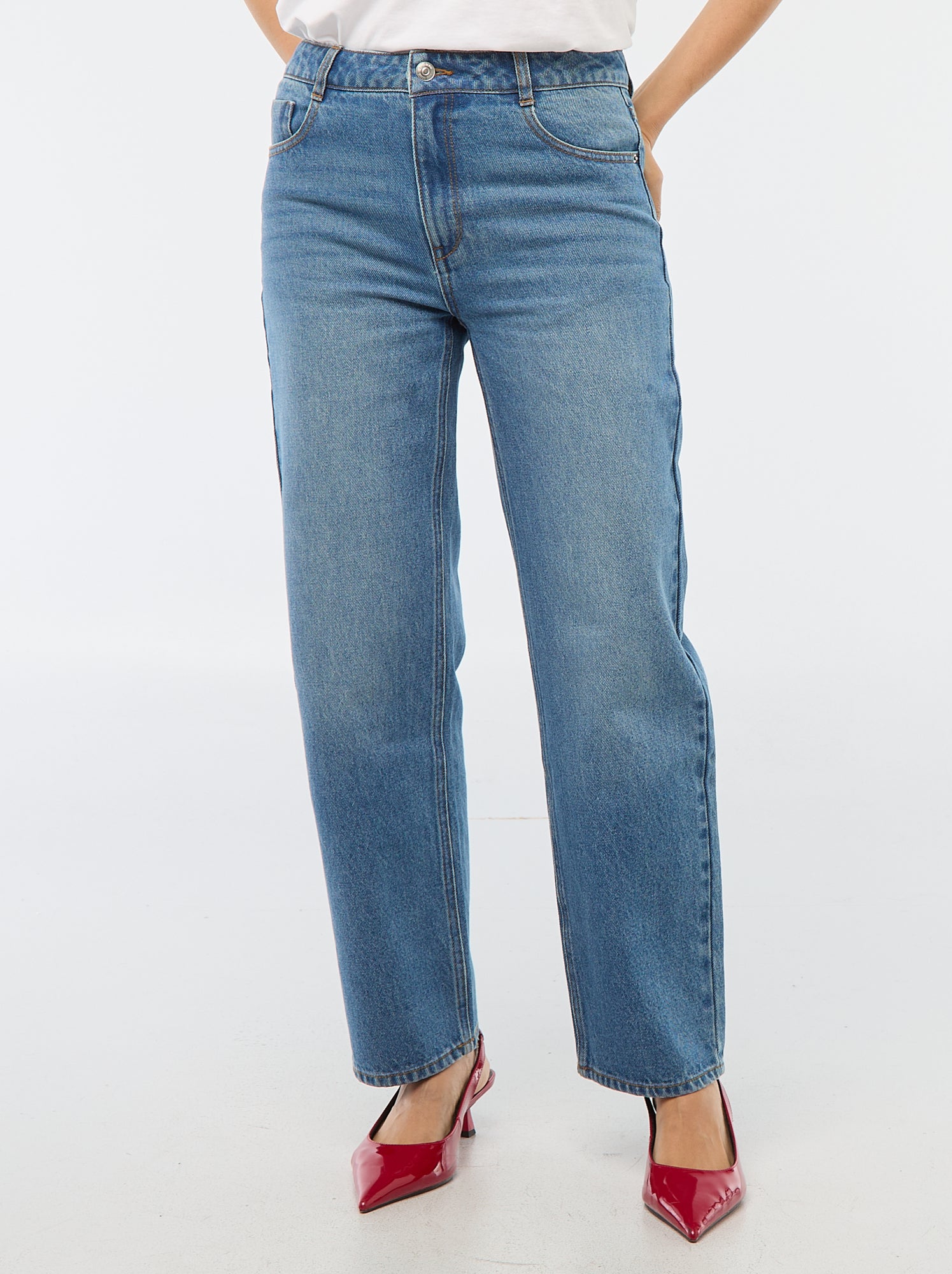 Jean straight regular fit en coton - L28 - Bleu (EPX36_3)